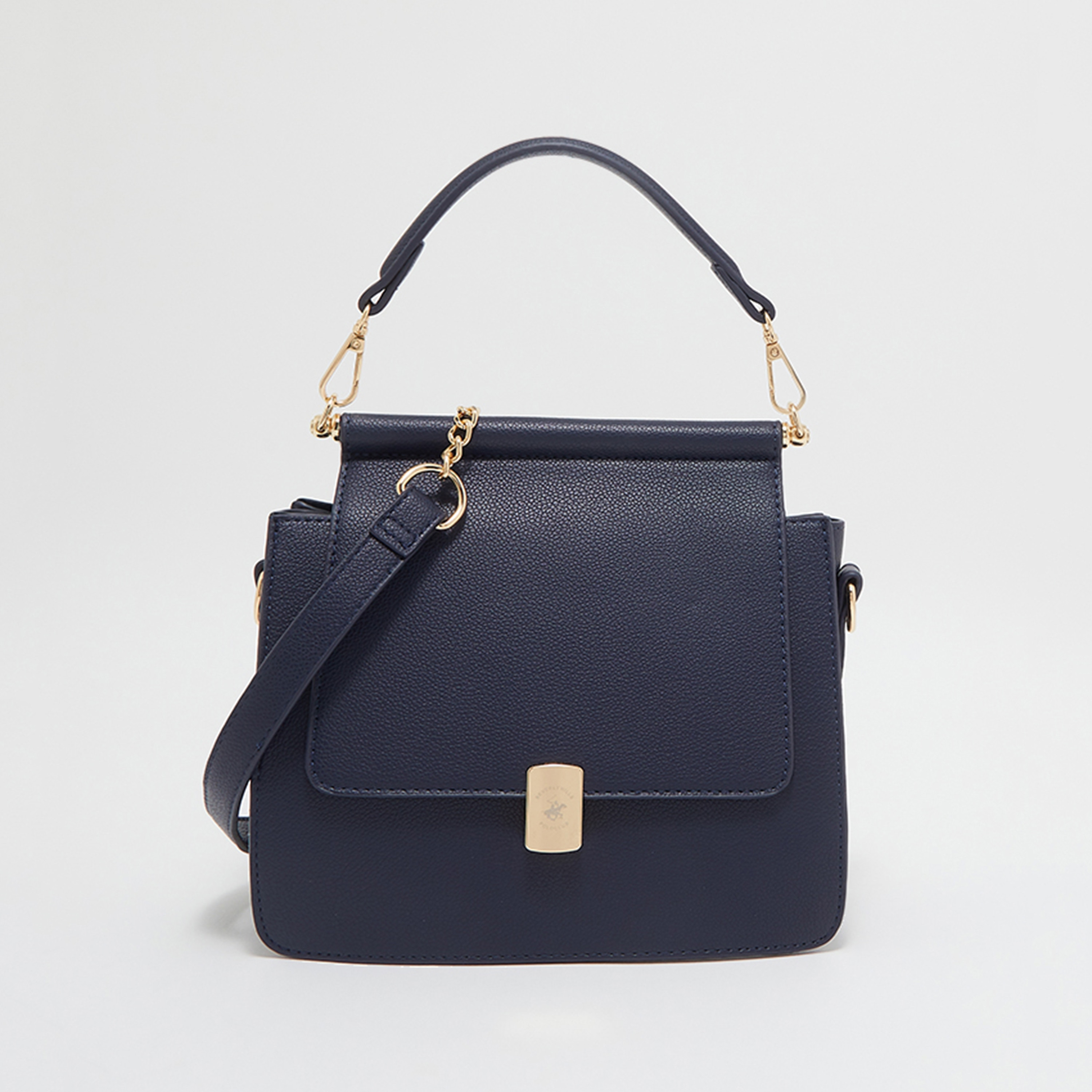 Navy satchel handbags on sale