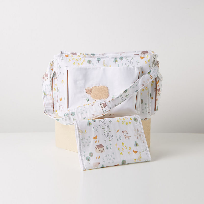 Giggles All-Over Graphic Print Diaper Bag with Changing Mat and Zip Closure-Diaper Bags-image-0