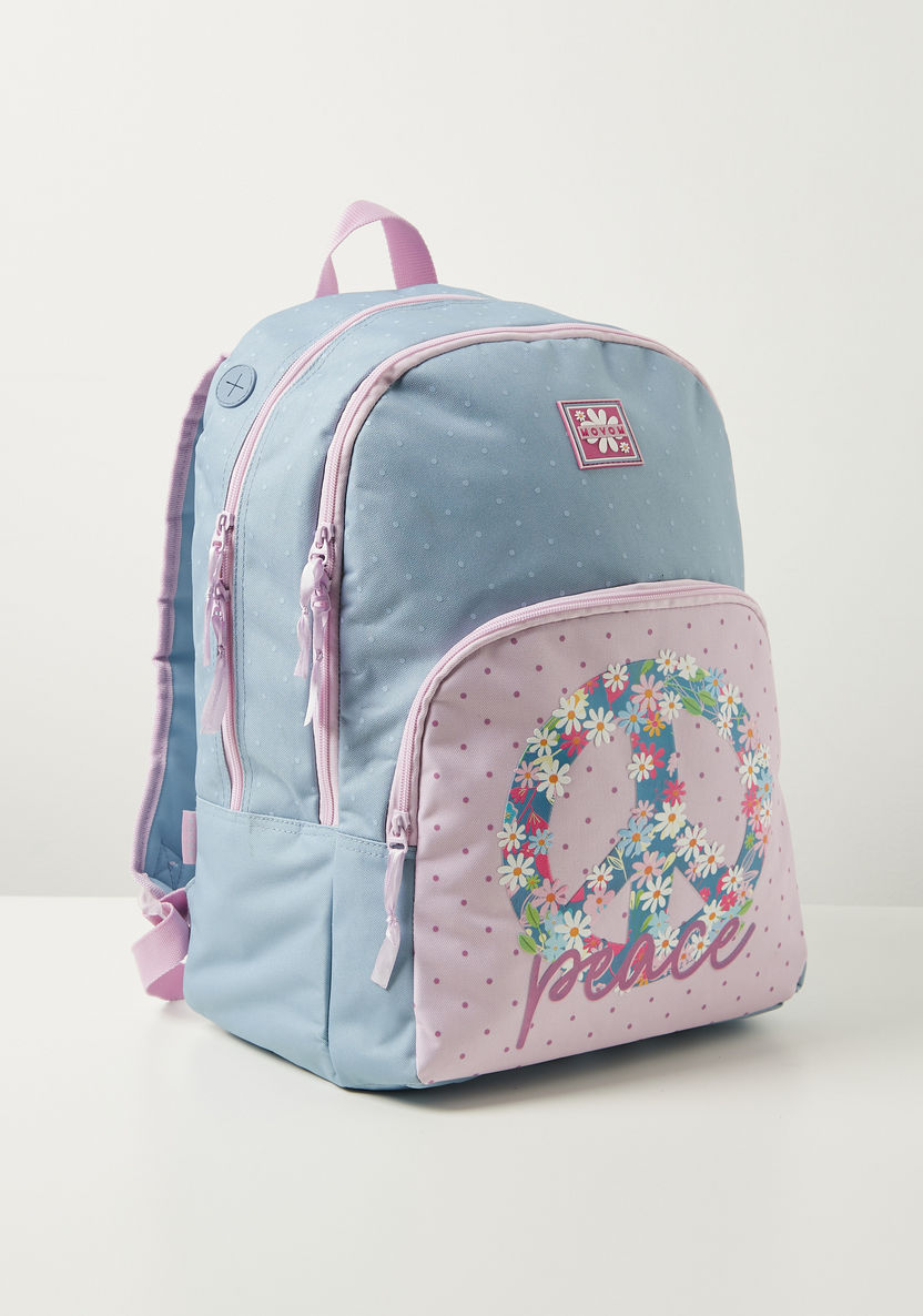 Movom Floral Print Backpack with Adjustable Shoulder Straps - 17 inches-Backpacks-image-1