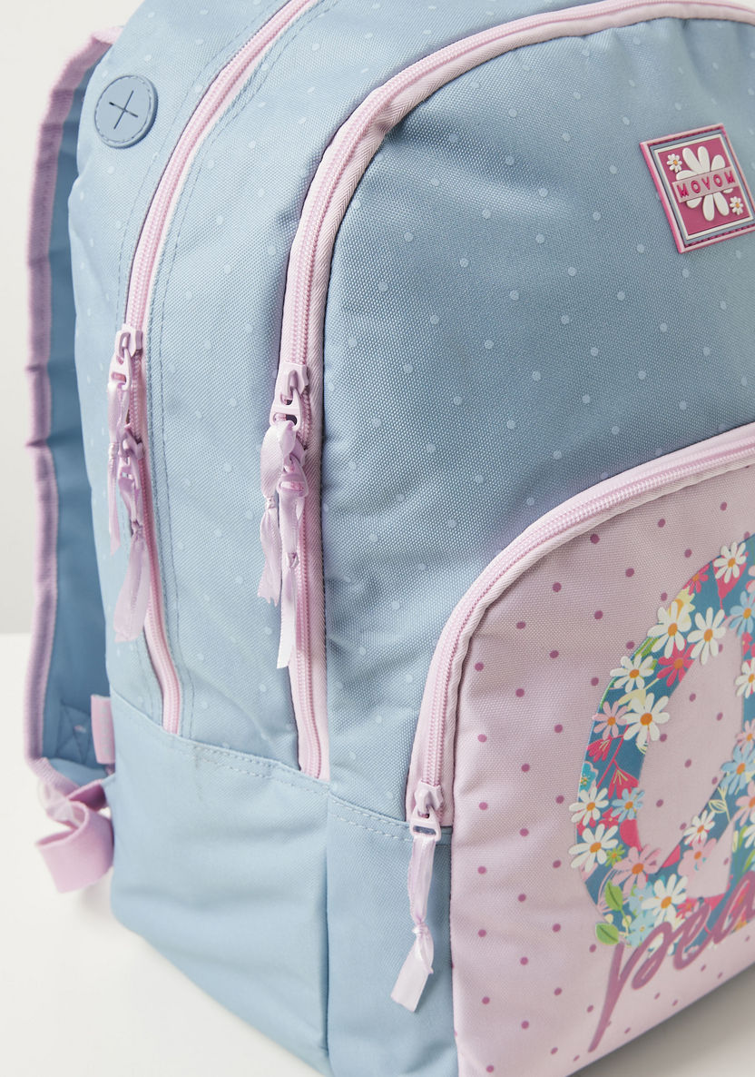 Movom Floral Print Backpack with Adjustable Shoulder Straps - 17 inches-Backpacks-image-2