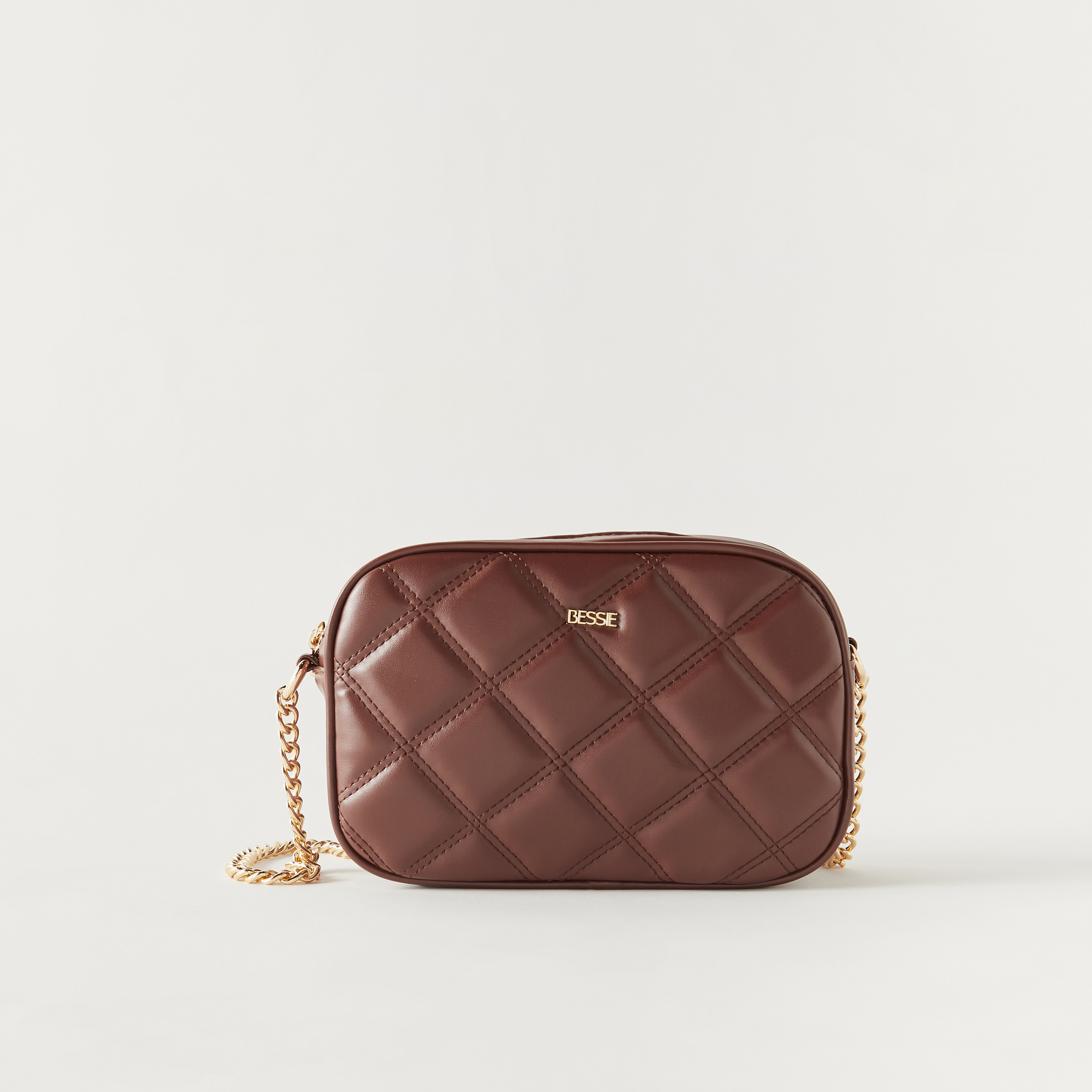 Buy Women s Bessie London Quilted Crossbody Bag with Chain Strap