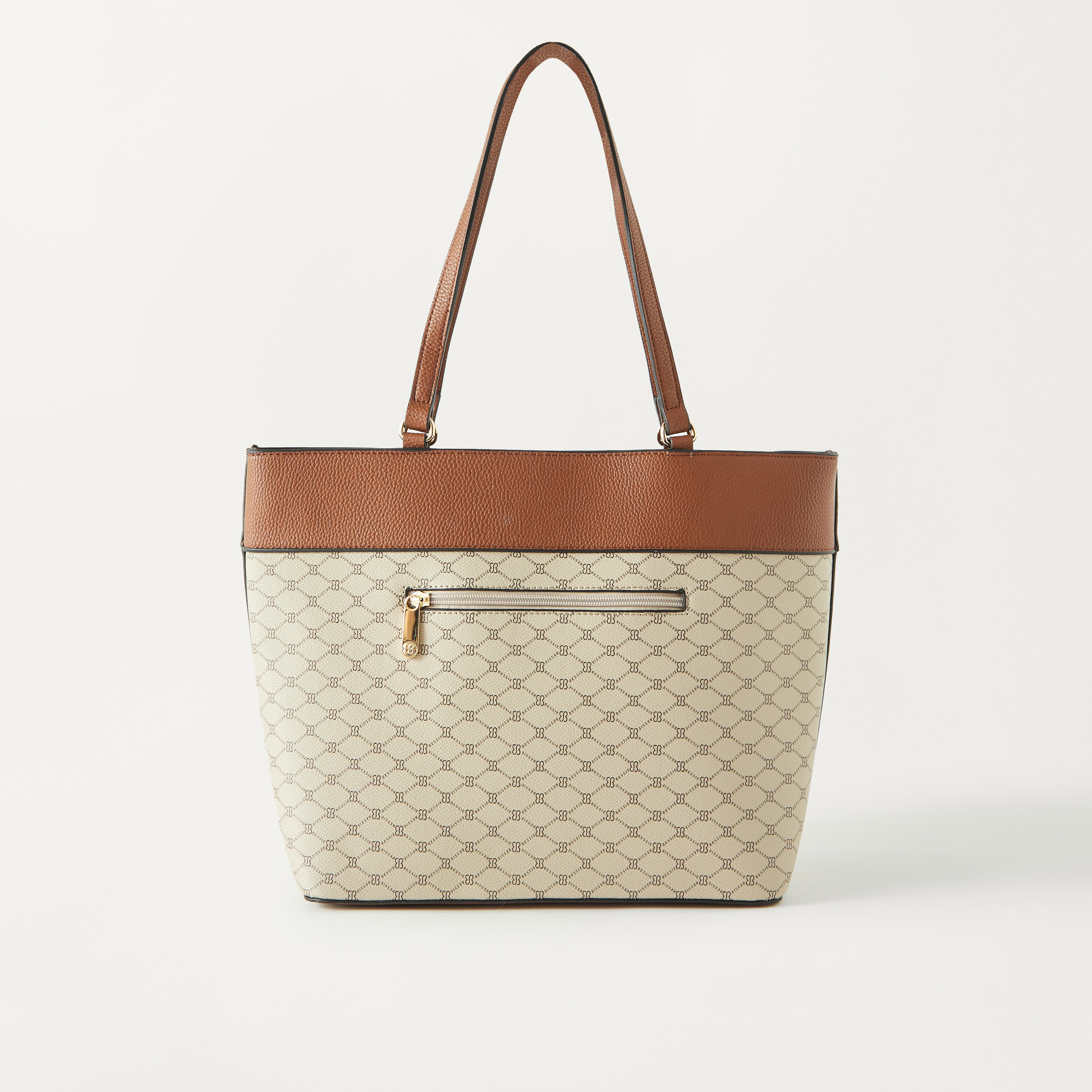 Shop Bessie London All-Over Monogram Print Tote Bag with