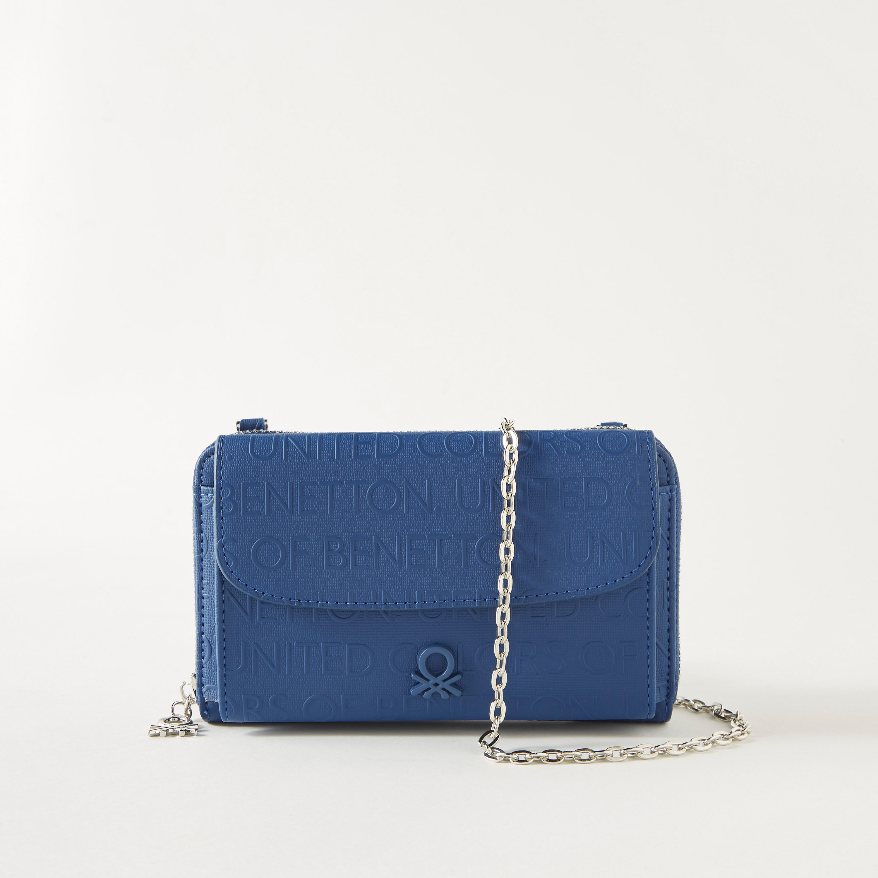 United Colors of Benetton Embossed Crossbody Bag with Chain Strap-women-bagsandwallets-handbags-image-1