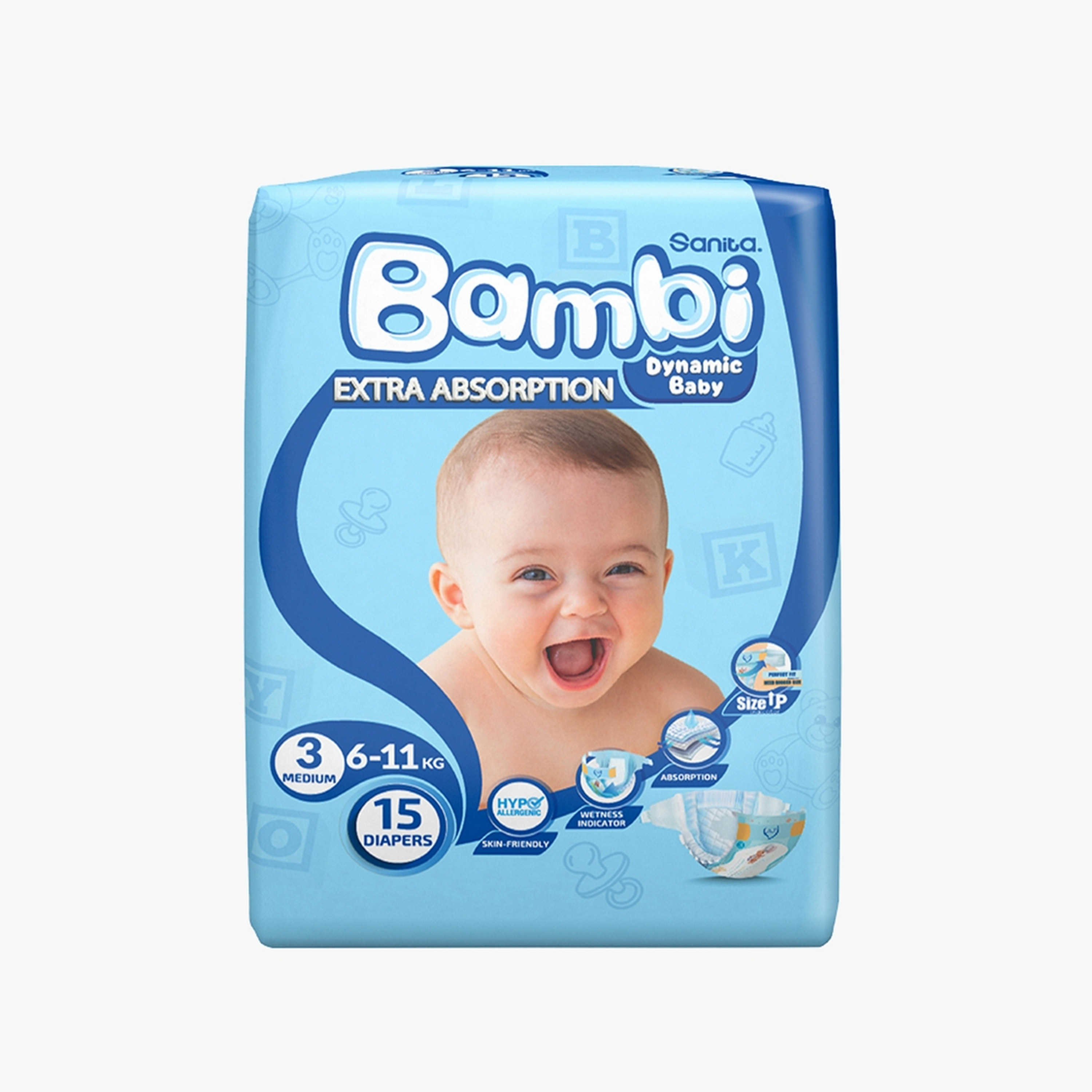 Bambi Size 3, 15-Diapers Pack - 6-11 kgs-baby-diapering-diapers-image-3