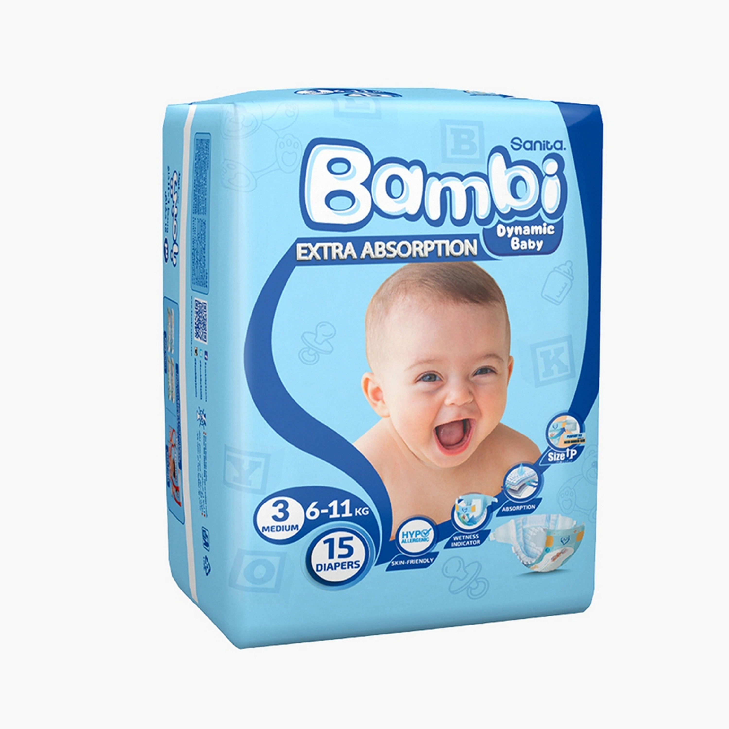 Bambi Size 3, 15-Diapers Pack - 6-11 kgs-baby-diapering-diapers-image-4