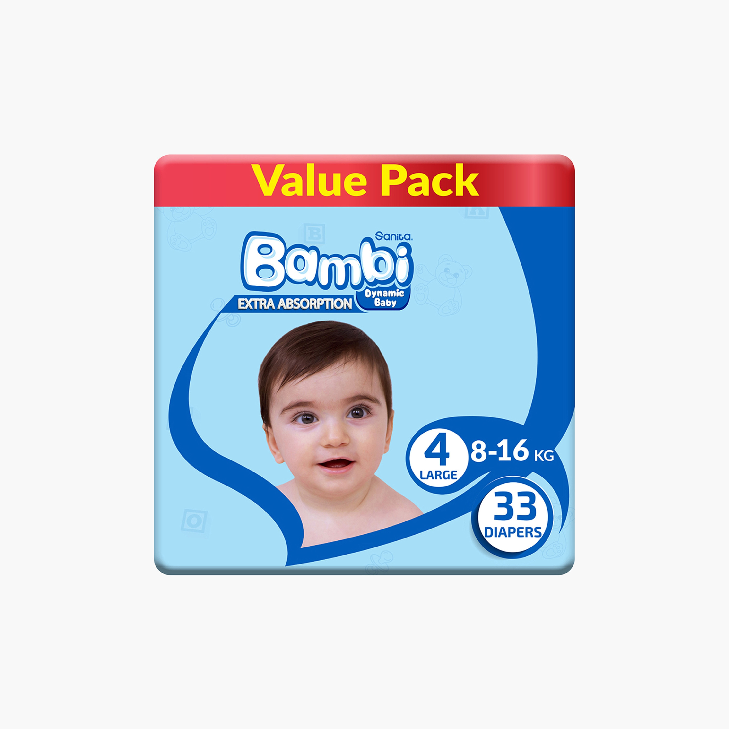 Bambi Baby Size 4 Large, 33-Diapers Value Pack - 8-16 Kg-baby-diapering-diapers-image-1