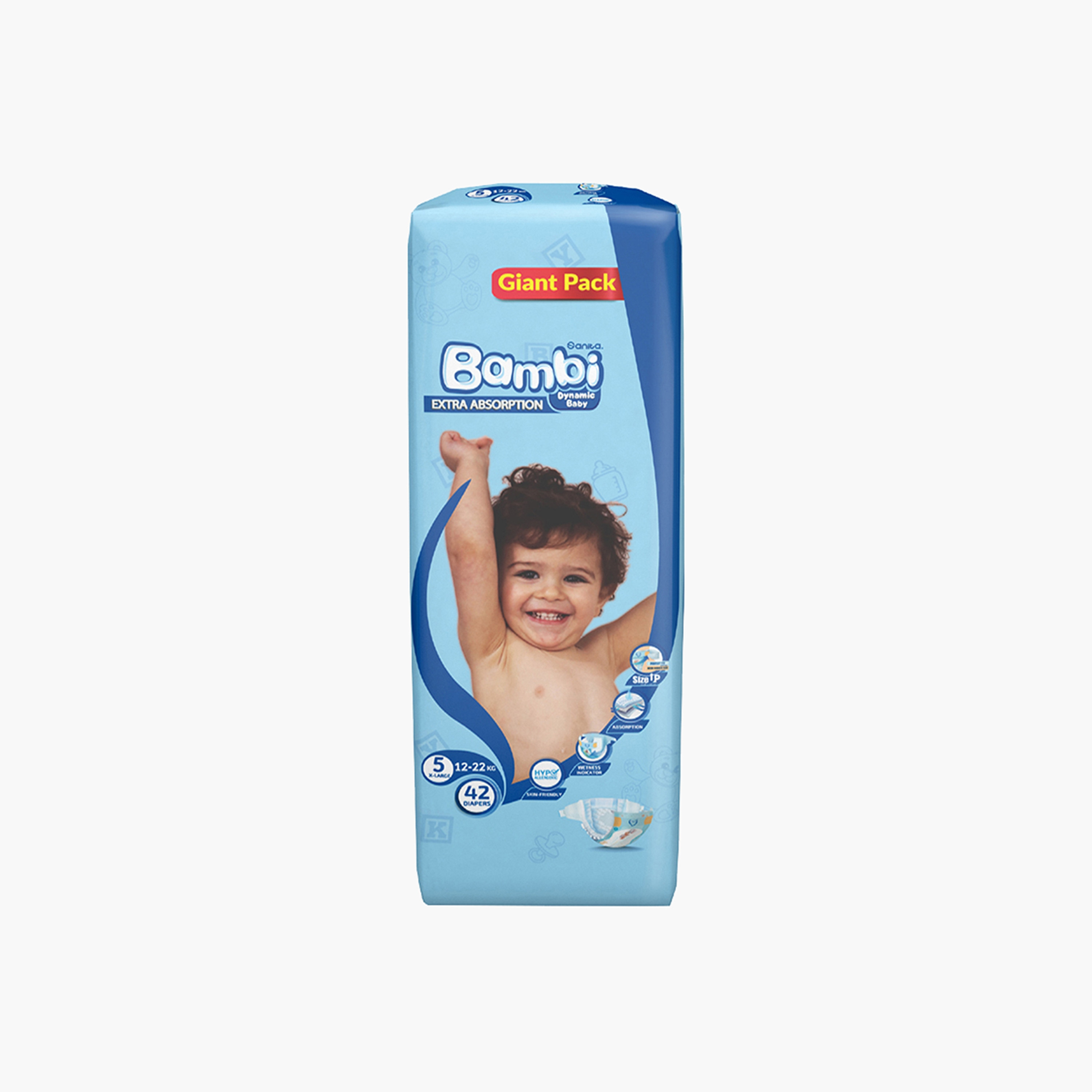 عبوة حفاضات جاينت 42 قطعة مقاس 5 كبير جدًا من بامبي - 12-22 كجم-baby-diapering-diapers-image-3