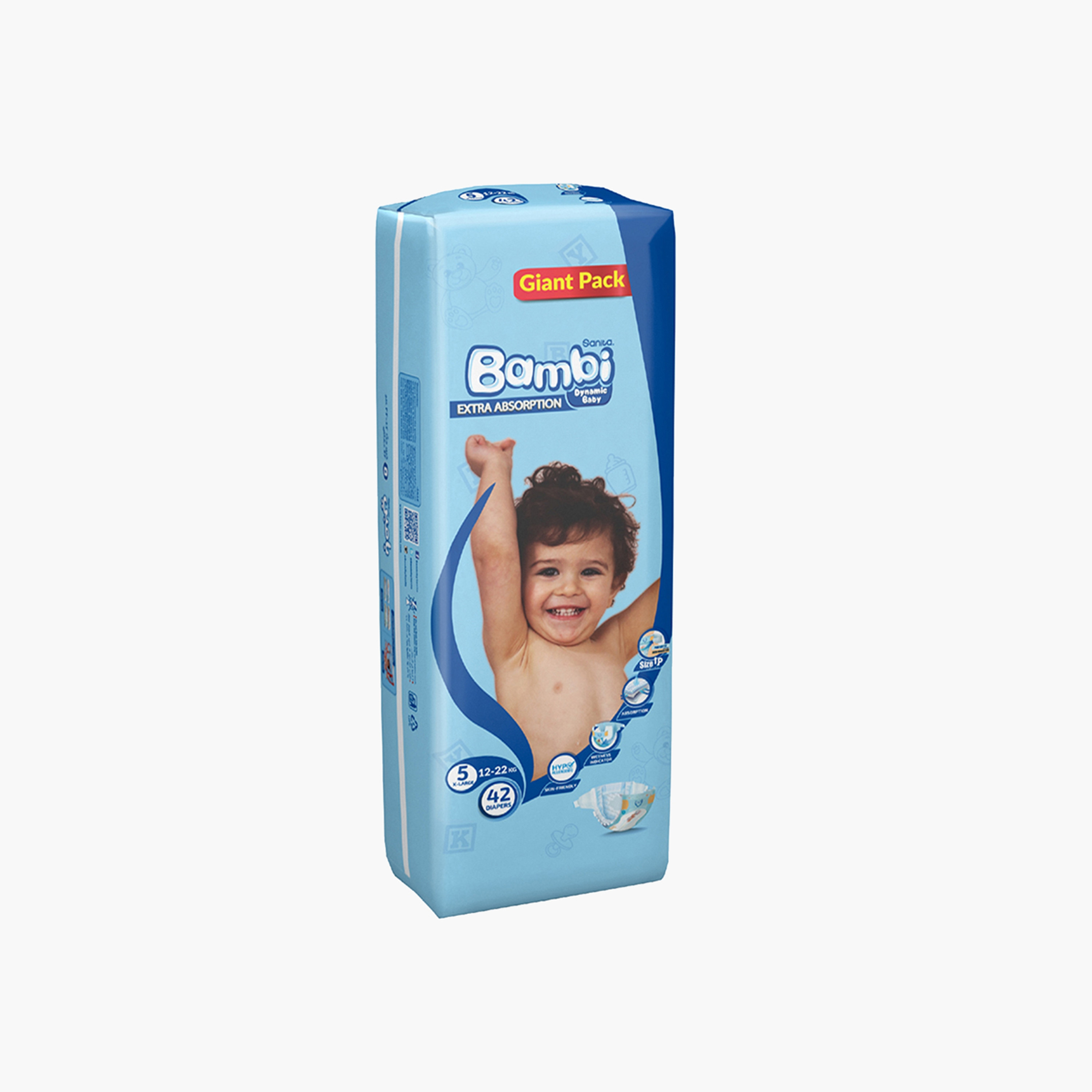 عبوة حفاضات جاينت 42 قطعة مقاس 5 كبير جدًا من بامبي - 12-22 كجم-baby-diapering-diapers-image-4