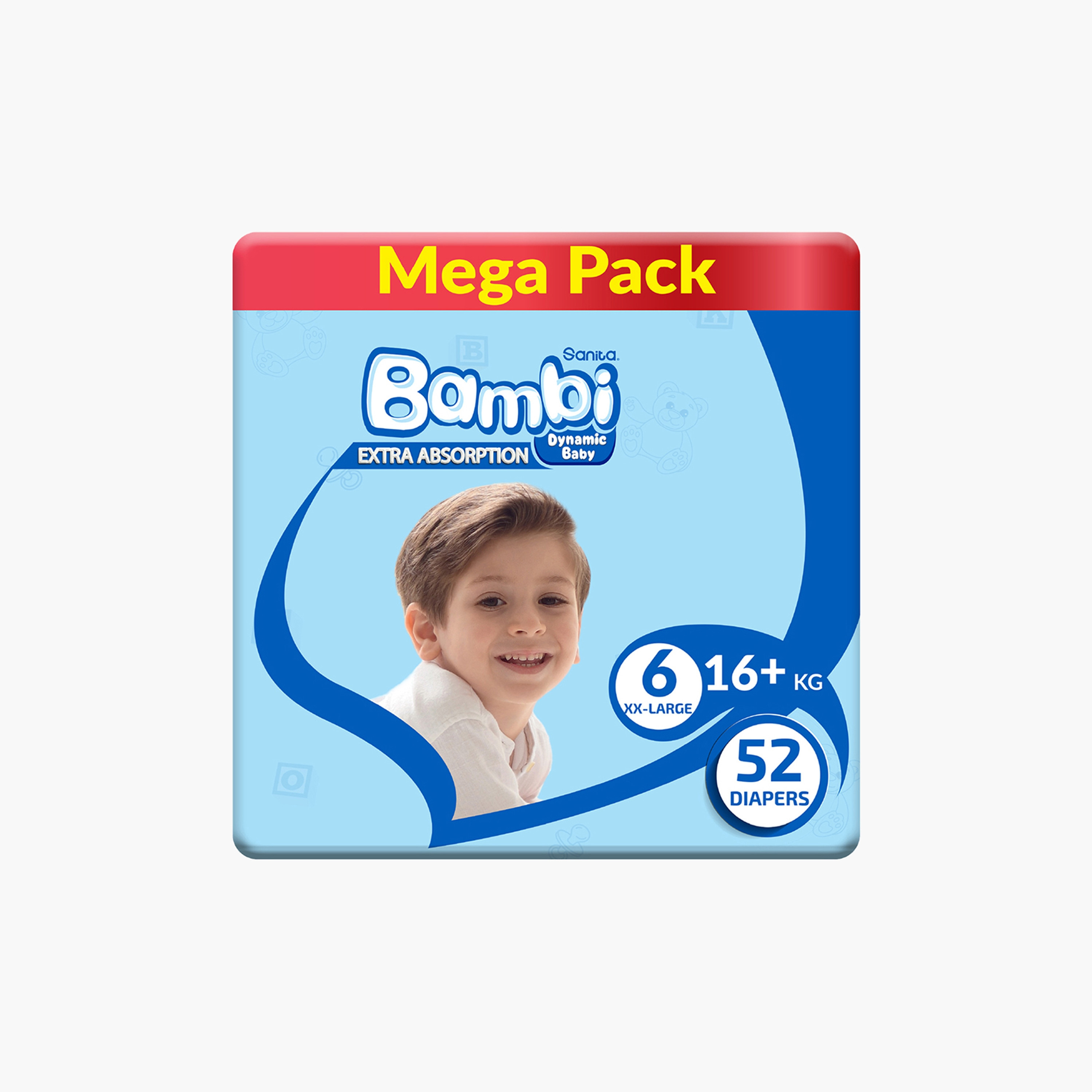 Bambi Extra Absorption Size 6, XX Large 52-Diapers Mega Pack - 16+ kg-baby-diapering-diapers-image-1