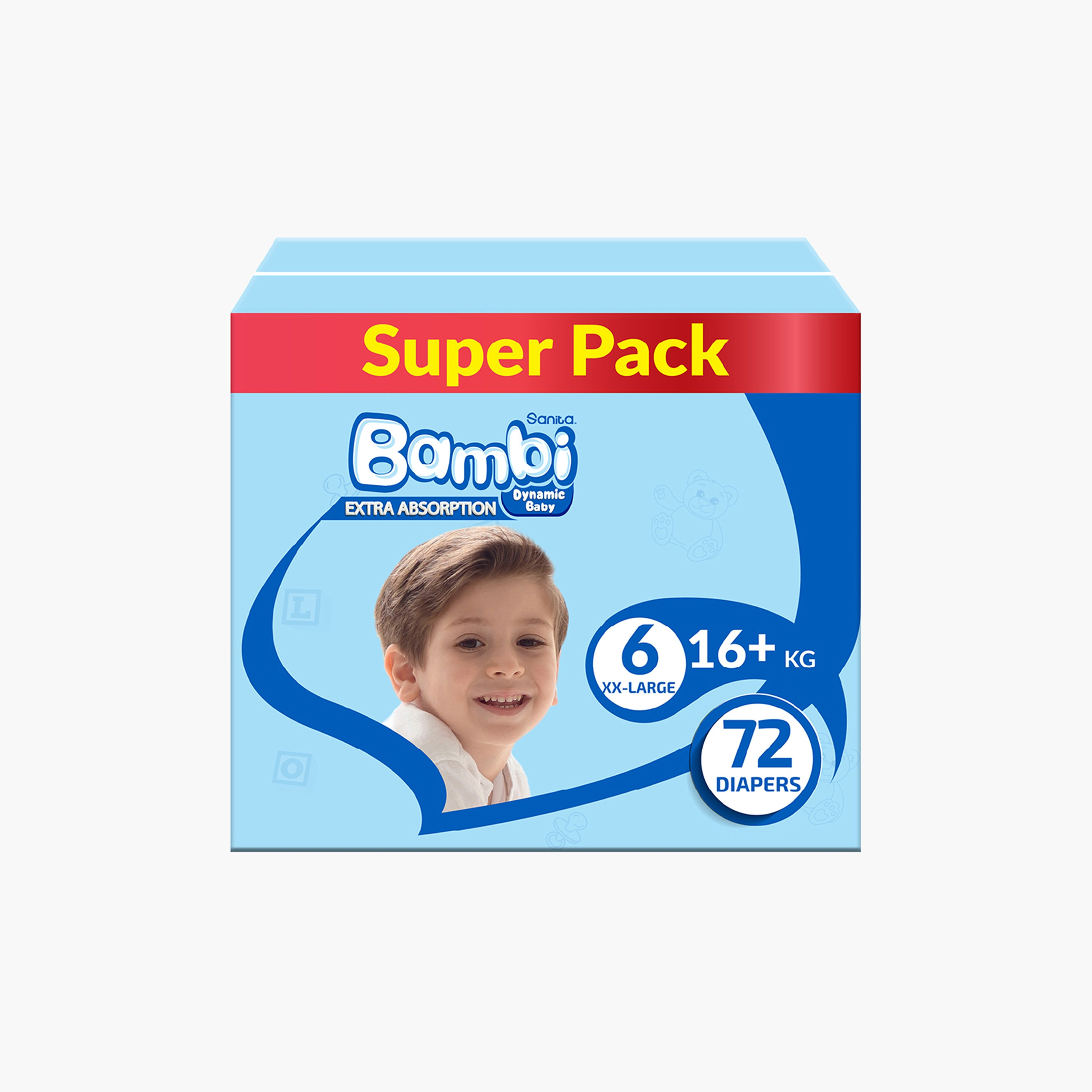 Bambi Extra Absorption Size 6, XX Large 72-Diapers Super Pack - 16+ kg-baby-diapering-diapers-image-1