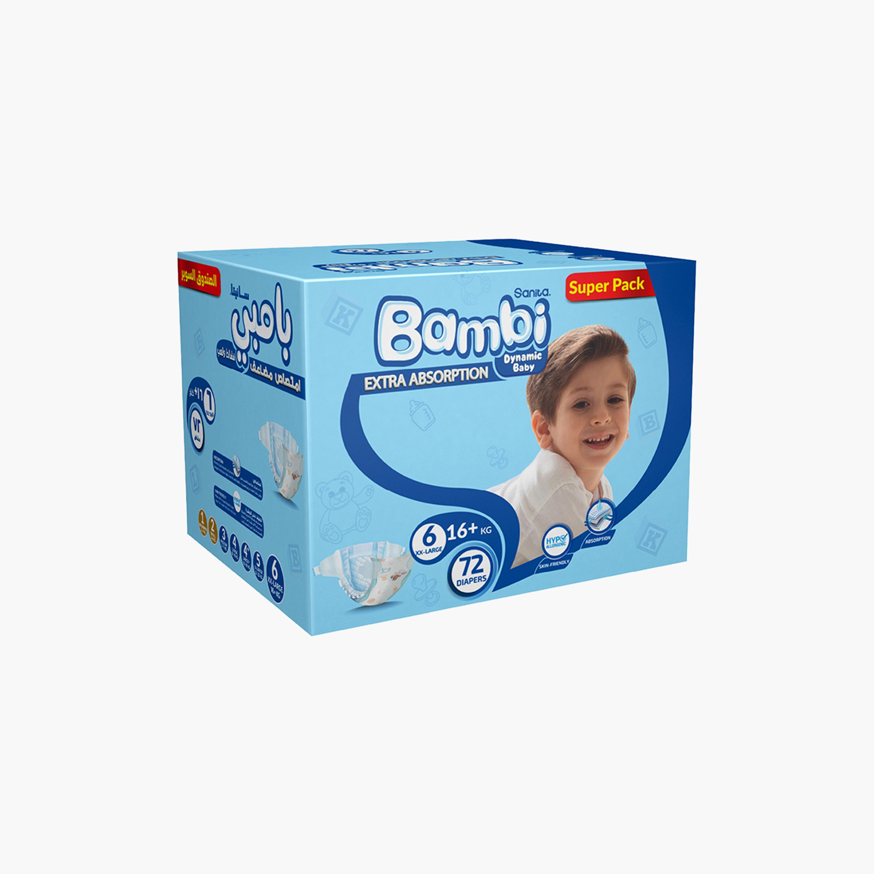 Bambi Extra Absorption Size 6, XX Large 72-Diapers Super Pack - 16+ kg-baby-diapering-diapers-image-3