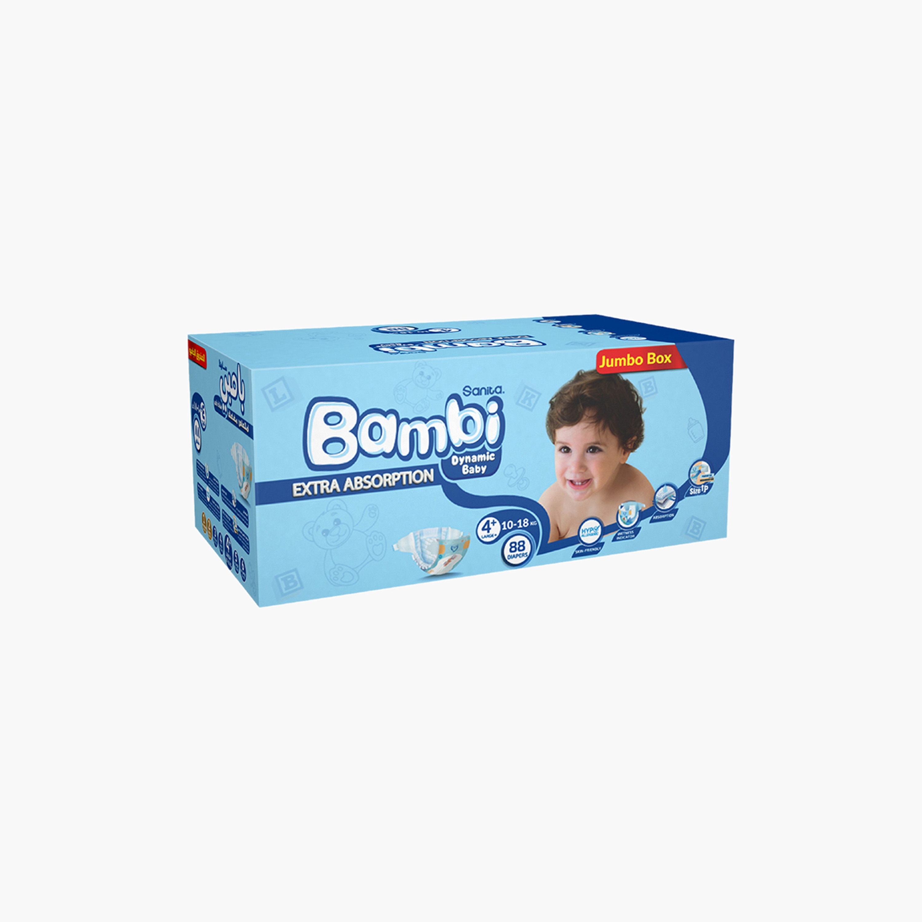Bambi Extra Absorption Size 4+, Large+ 88-Diaper Jumbo Box - 10-18 kg-baby-diapering-diapers-image-4
