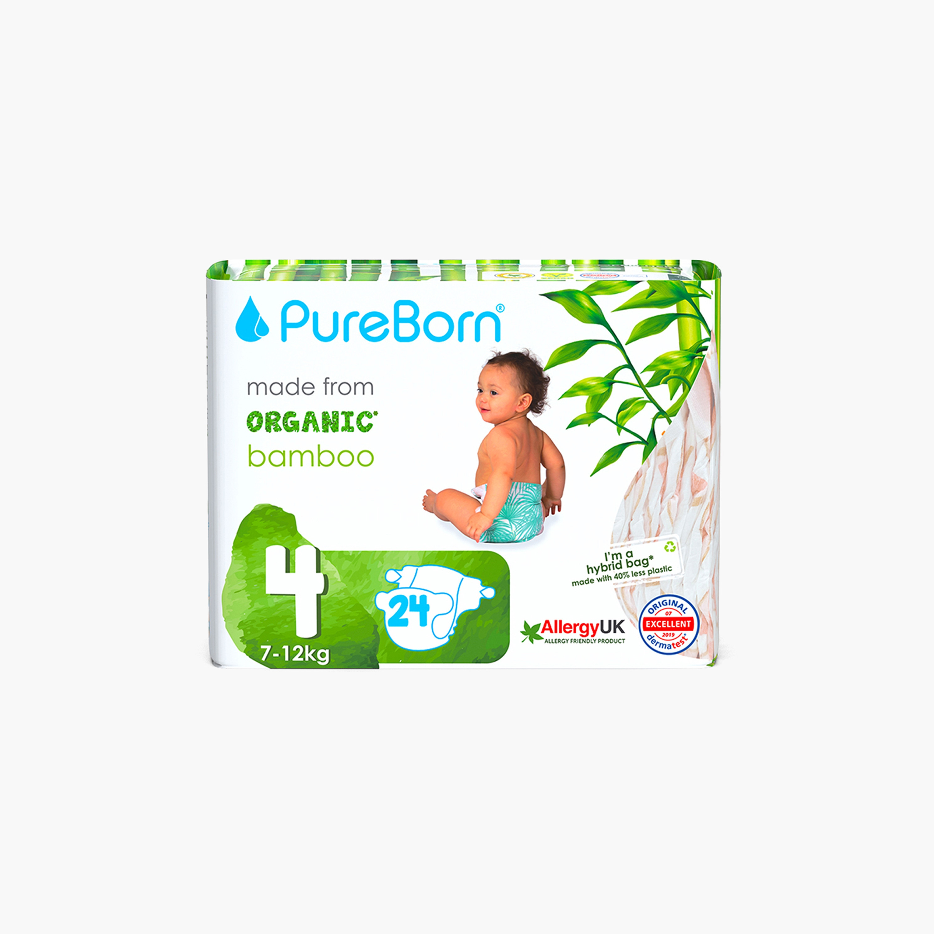 PureBorn Size 4, Organic 24-Diapers Pack - 7-12 kg - Pineapple-baby-diapering-diapers-image-1