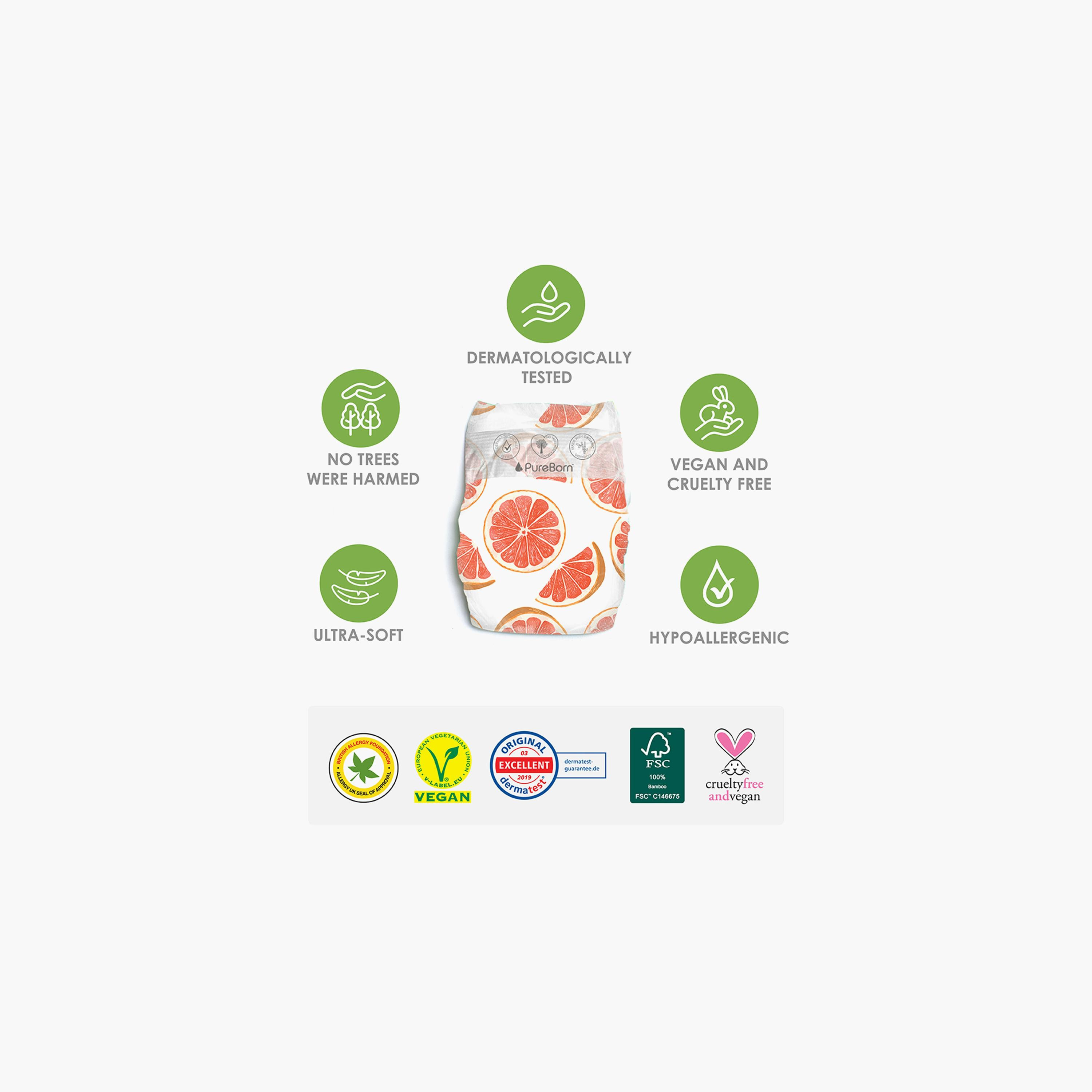 PureBorn Size 4, 24-Organic Diaper Single Pack - 7-12 kg - Tropic-baby-diapering-diapers-image-2