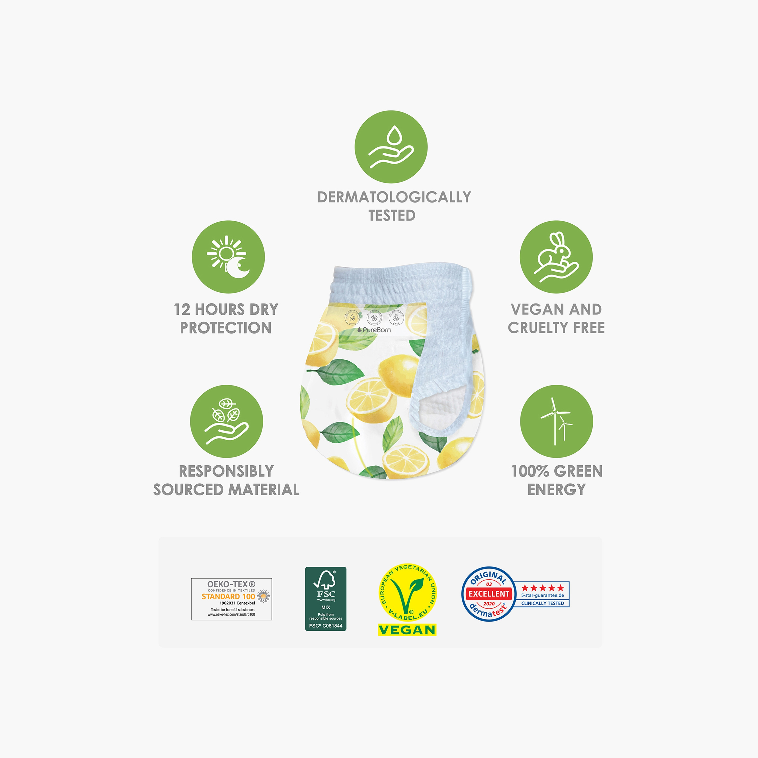 PureBorn Size 4, 44-Diaper Pants Twin Pack - 9-15 kg - Assorted-baby-diapering-diapers-image-2