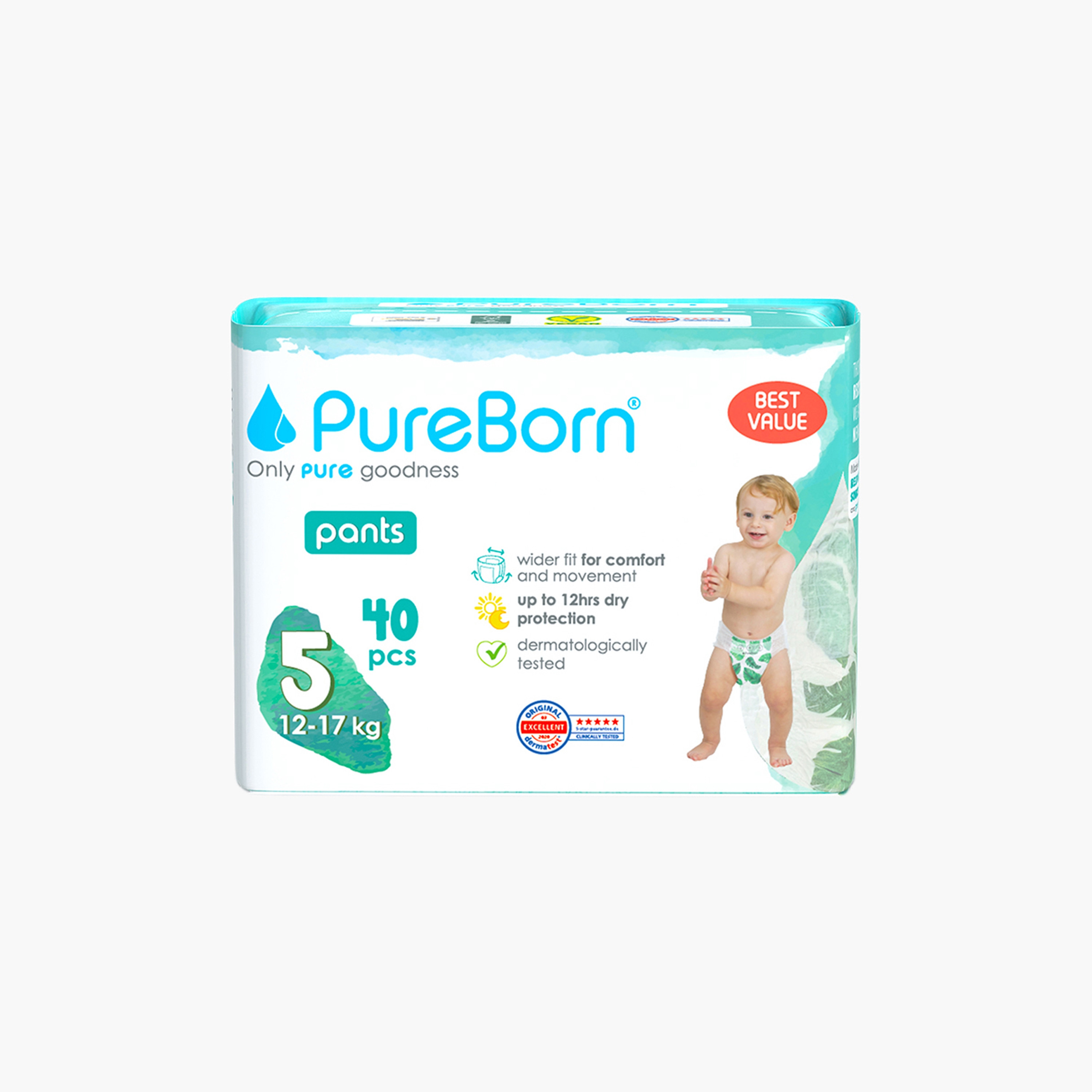 عبوة حفّاضات بانتس متنوعة 40 قطعة مقاس 5 - 12-17 كجم من بيوربورن-baby-diapering-diapers-image-1