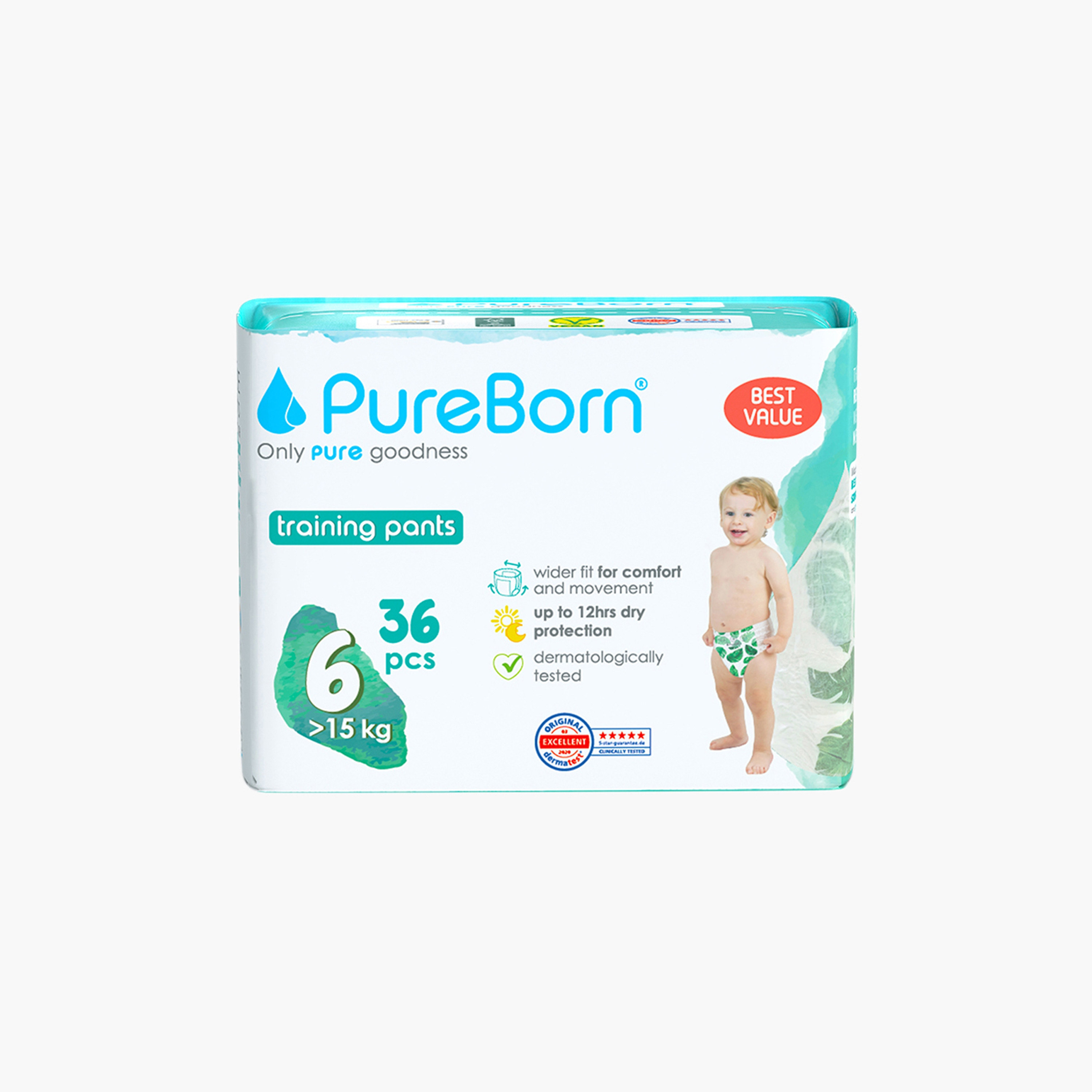 عبوة مزدوجة من حفّاضات بانتس المتنوعة 36 قطعة مقاس 6 - +15 كجم من بيوربورن-baby-diapering-diapers-image-1