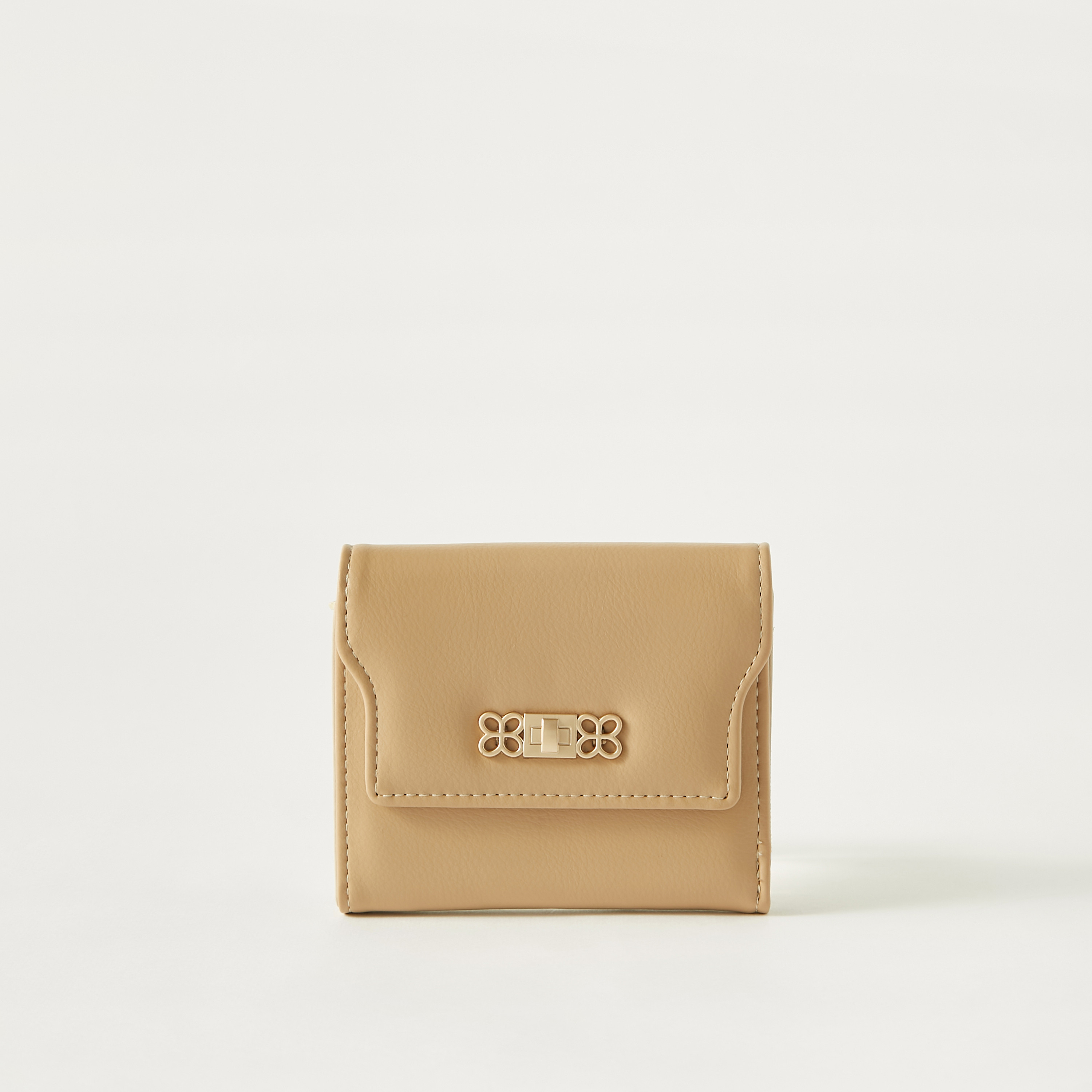 محفظة سادة بطية ثلاثية وزينة ميتاليك من ساشا-women-bagsandwallets-wallets-image-1