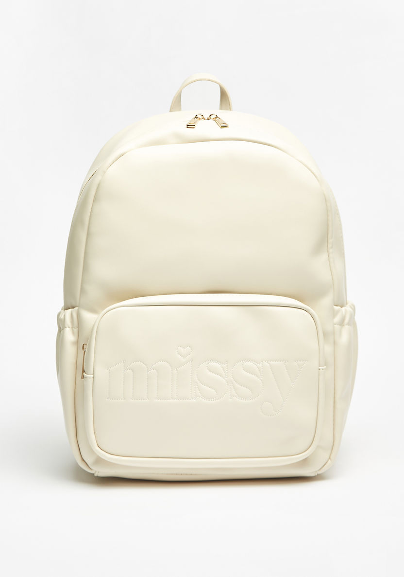 Missy Solid Backpack with Adjustable Straps and Zip Closure-Women%27s Backpacks-image-0