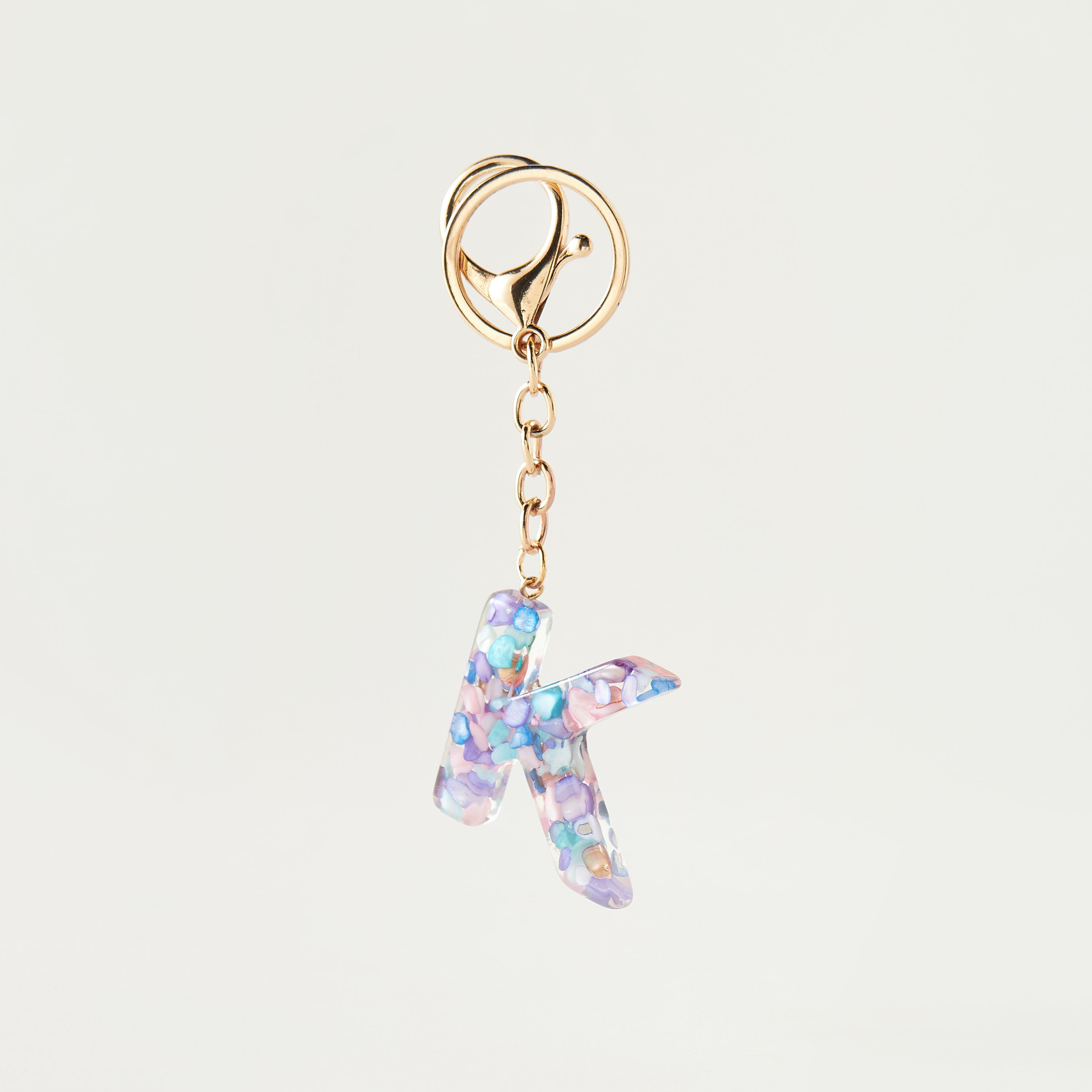 Metallic Hooked Keychain with Initial K-girls-accessories-keyringsandbagcharms-image-4