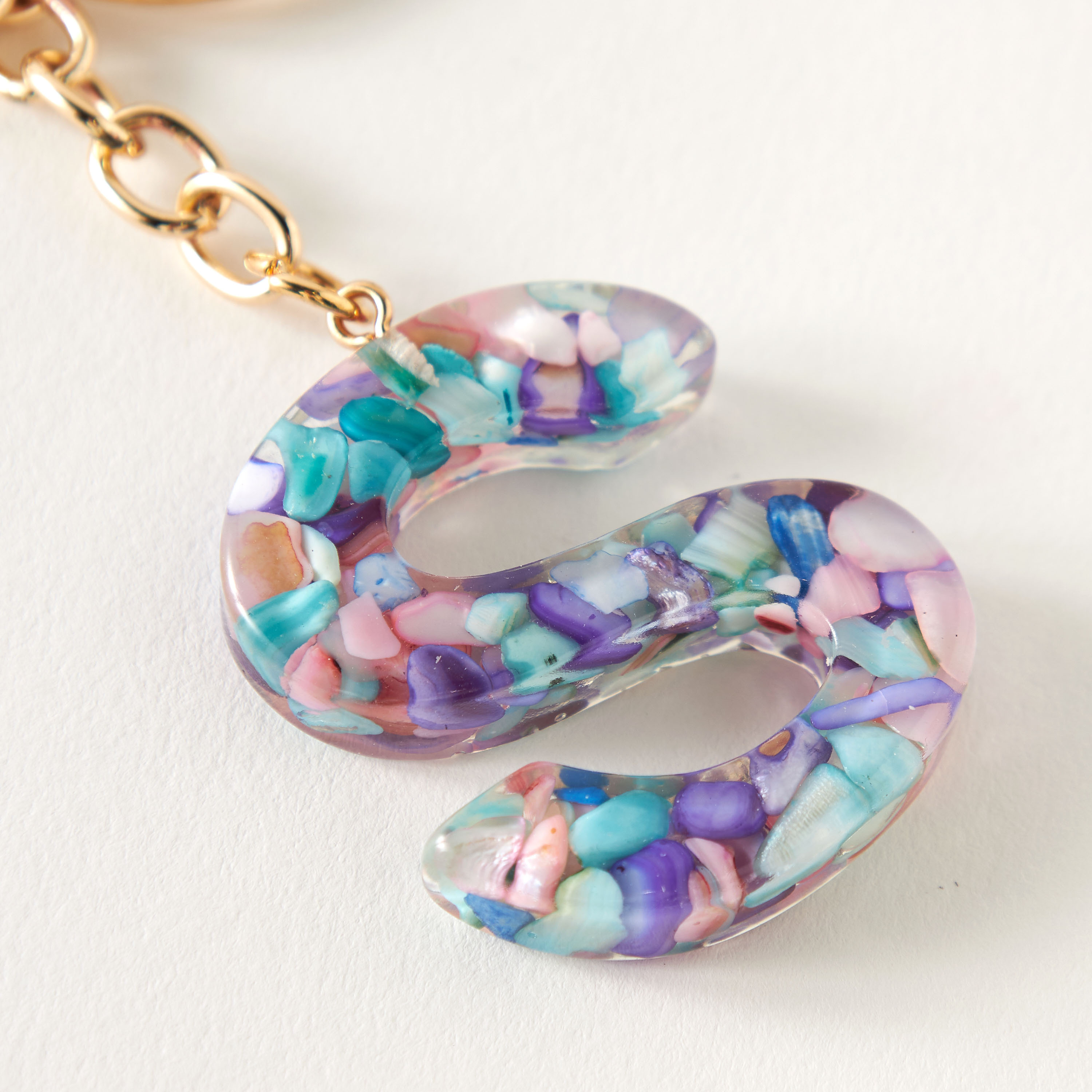 Metallic Hooked Keychain with Initial S-girls-accessories-keyringsandbagcharms-image-2