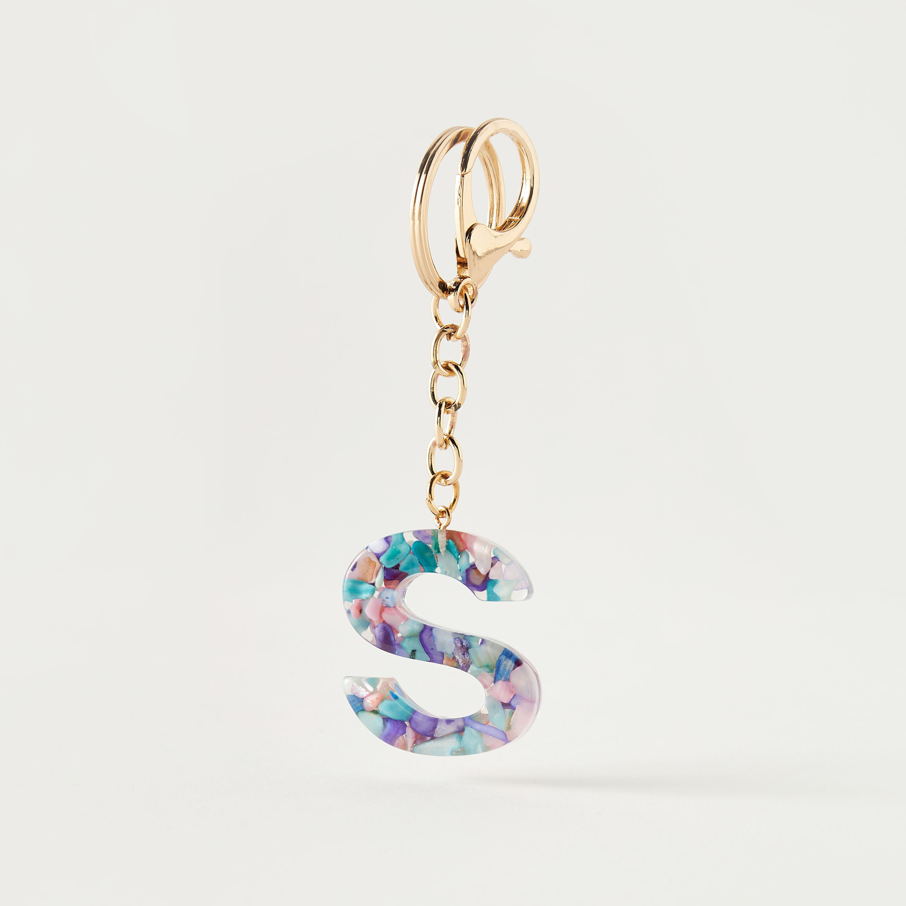 Metallic Hooked Keychain with Initial S-girls-accessories-keyringsandbagcharms-image-4