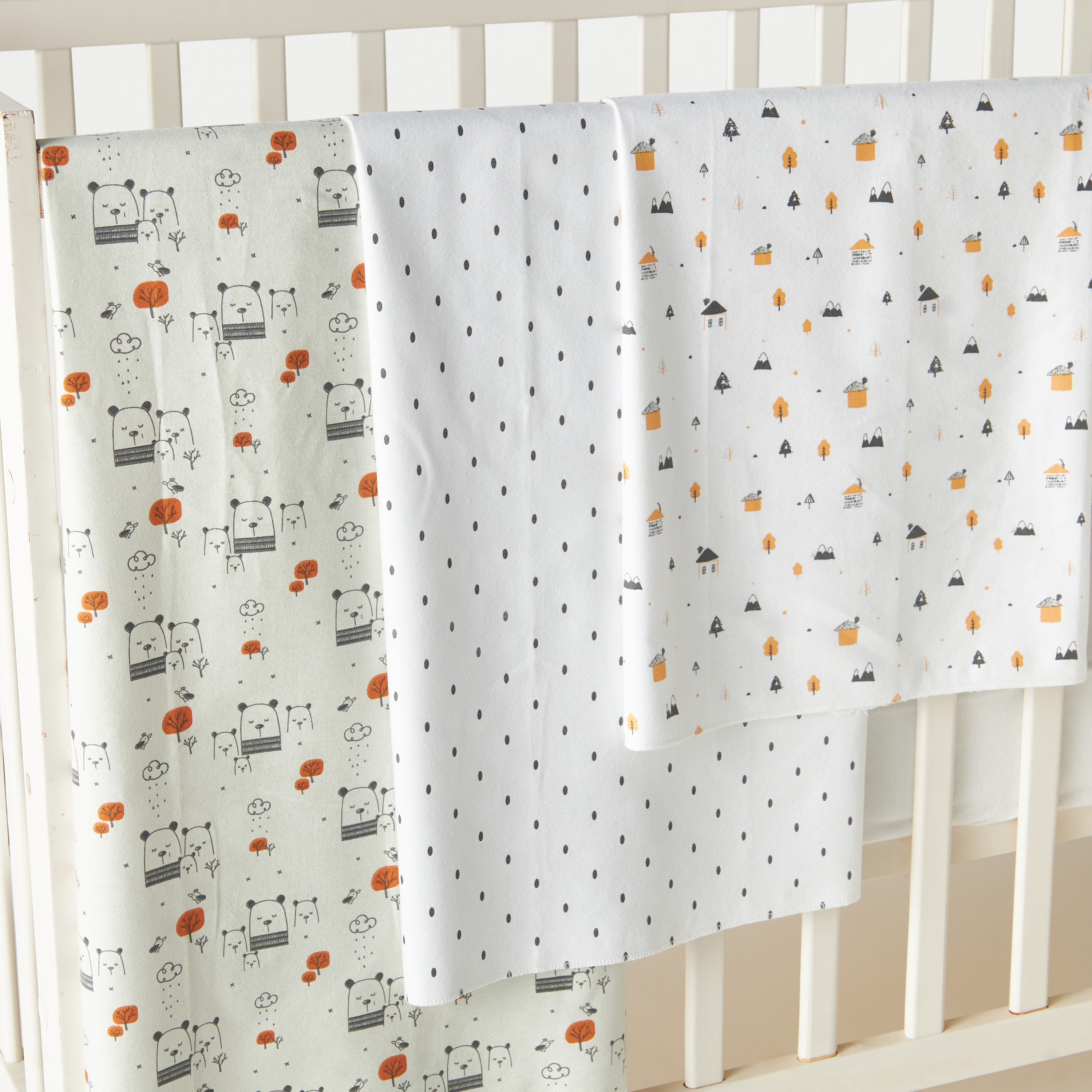 Juniors Printed 3-Piece Flannel Swaddle Blanket Set - 75x75 cm-baby-nursery-blanketsandswaddles-swaddlesandsleepingbags-image-3