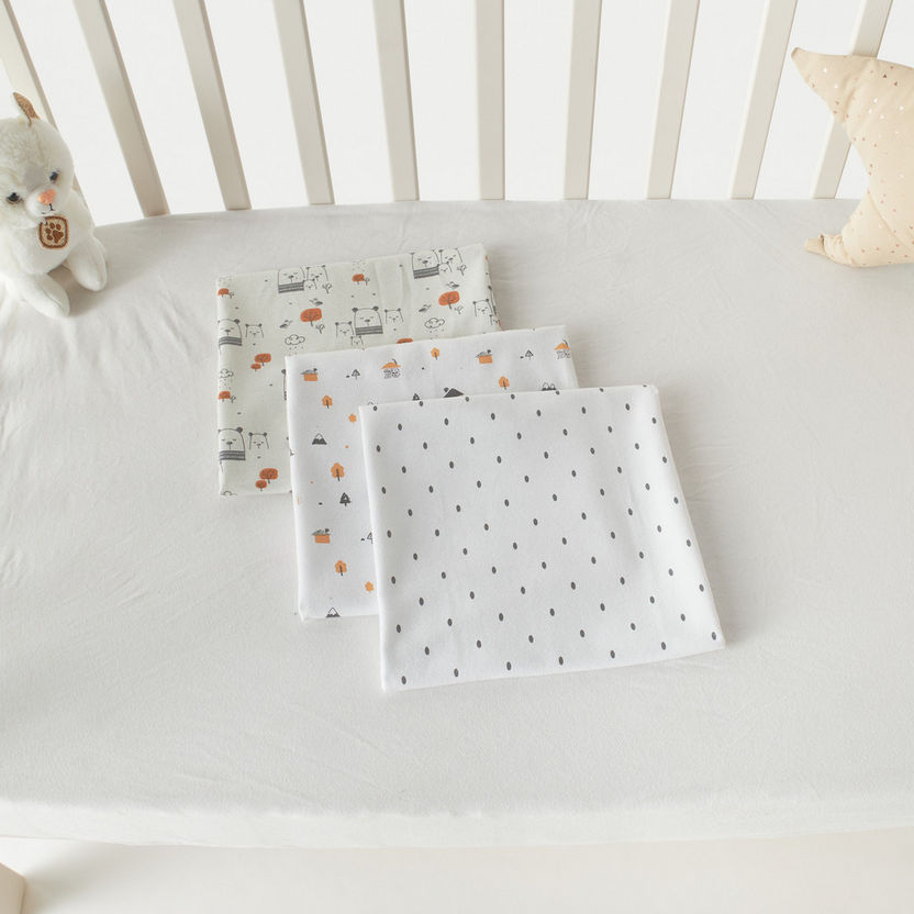 Juniors Printed 3-Piece Flannel Swaddle Blanket Set - 75x75 cm-Swaddles and Sleeping Bags-image-3