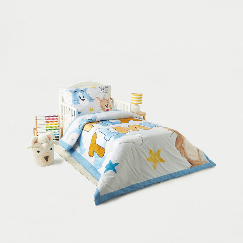 Tom and Jerry Print 3-Piece Comforter Set-Toddler Bedding-image-0