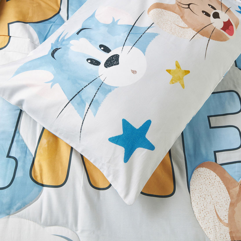 Tom and Jerry Print 3-Piece Comforter Set-Toddler Bedding-image-3