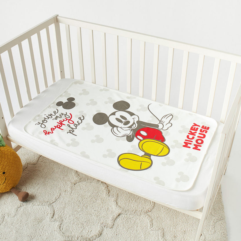 Disney Mickey Mouse Slogan Print Waterproof Sheet - 60x100 cm-Baby Bedding-image-1
