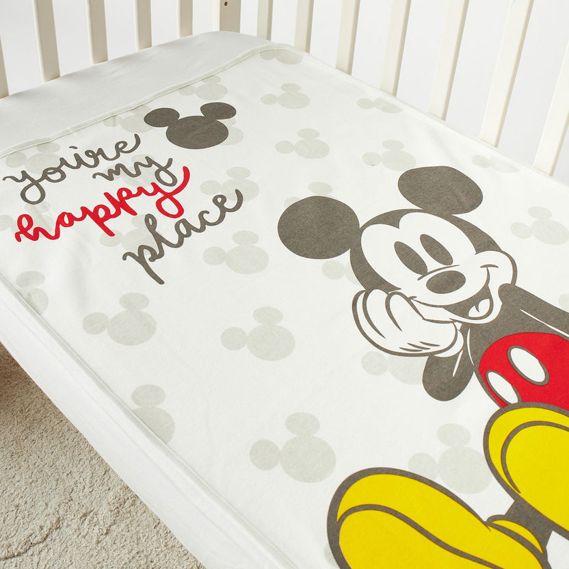 Disney Mickey Mouse Slogan Print Waterproof Sheet - 60x100 cm-Baby Bedding-image-2