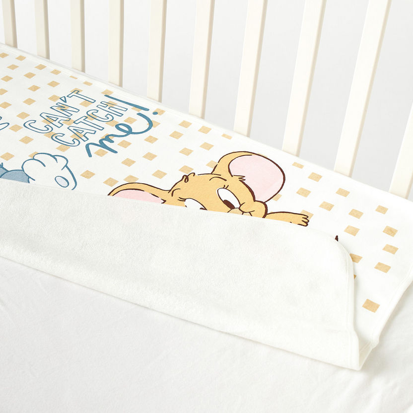 Tom and Jerry Slogan Print Waterproof Sheet - 60x100 cm-Baby Bedding-image-3