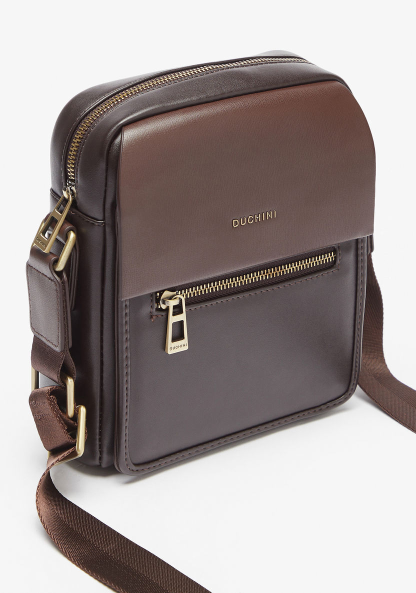 Duchini Solid Crossbody Bag with Adjustable Strap-Men%27s Handbags-image-1