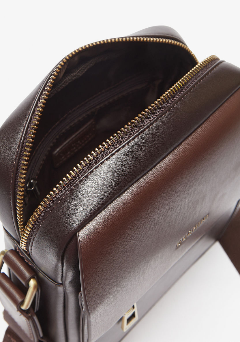 Duchini Solid Crossbody Bag with Adjustable Strap-Men%27s Handbags-image-3