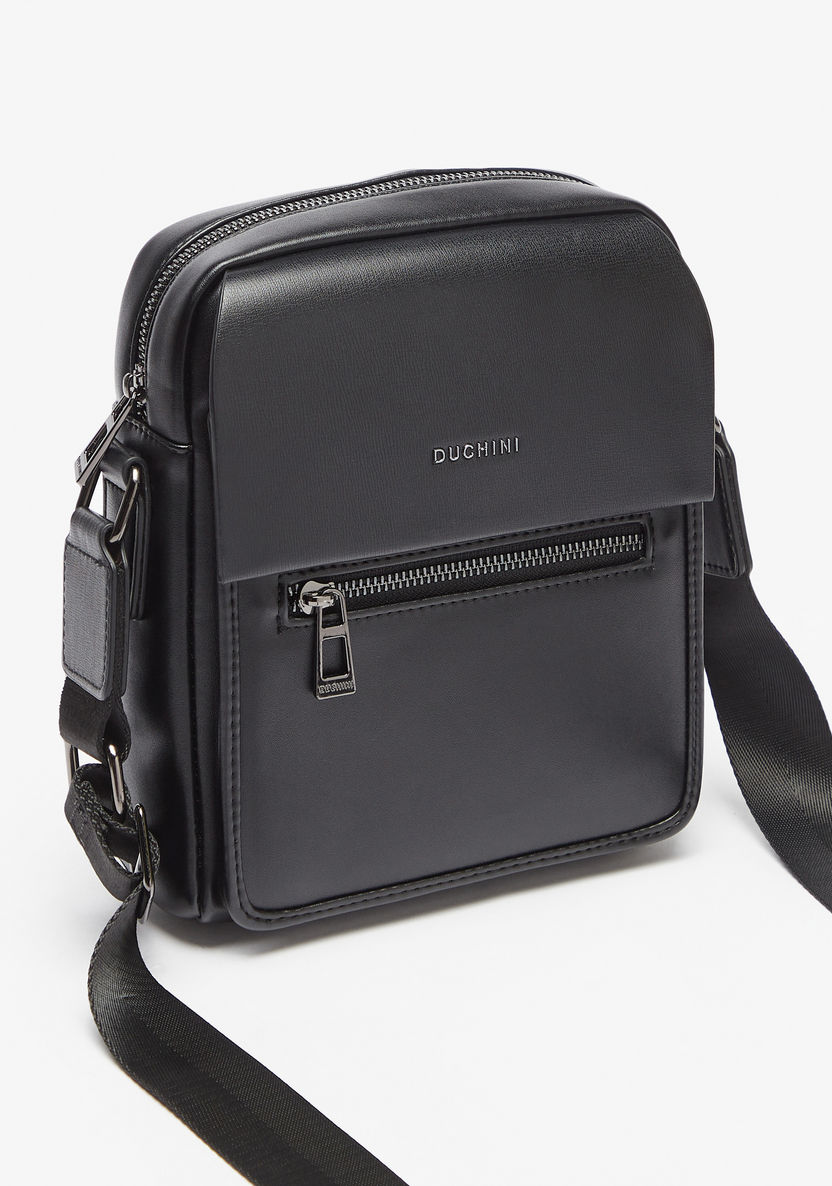 Duchini Solid Crossbody Bag with Adjustable Strap-Men%27s Handbags-image-1
