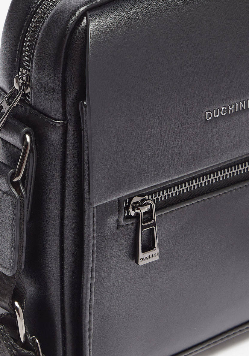 Duchini Solid Crossbody Bag with Adjustable Strap-Men%27s Handbags-image-2