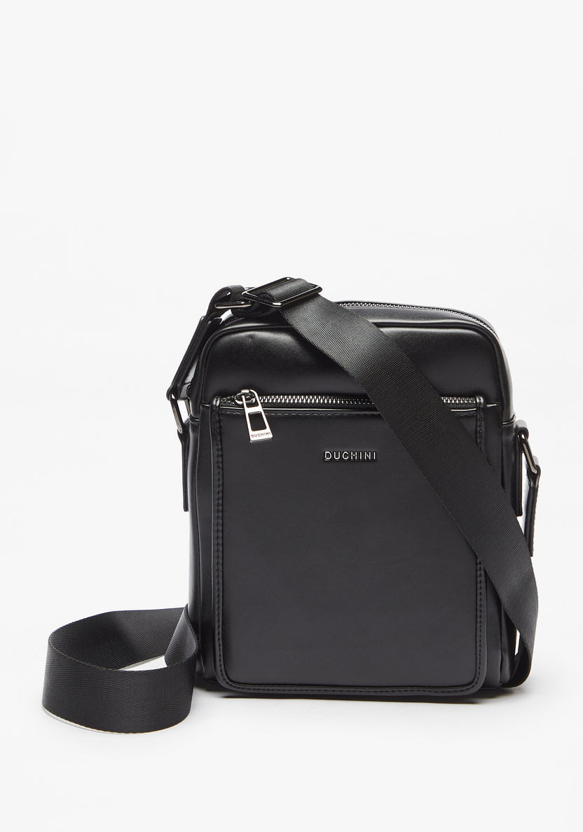 Duchini Solid Crossbody Bag with Adjustable Strap-Men%27s Handbags-image-0
