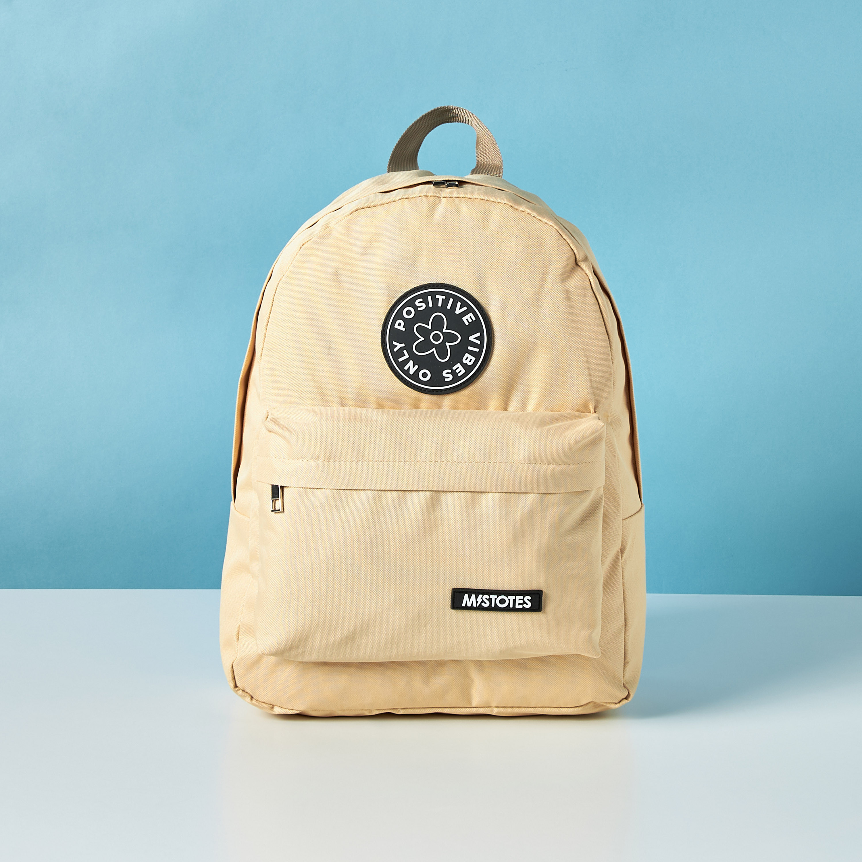 Mistotes Patch Detail Backpack with Adjustable Straps - 27x10x21 cms-women-bagsandwallets-backpacks-image-1