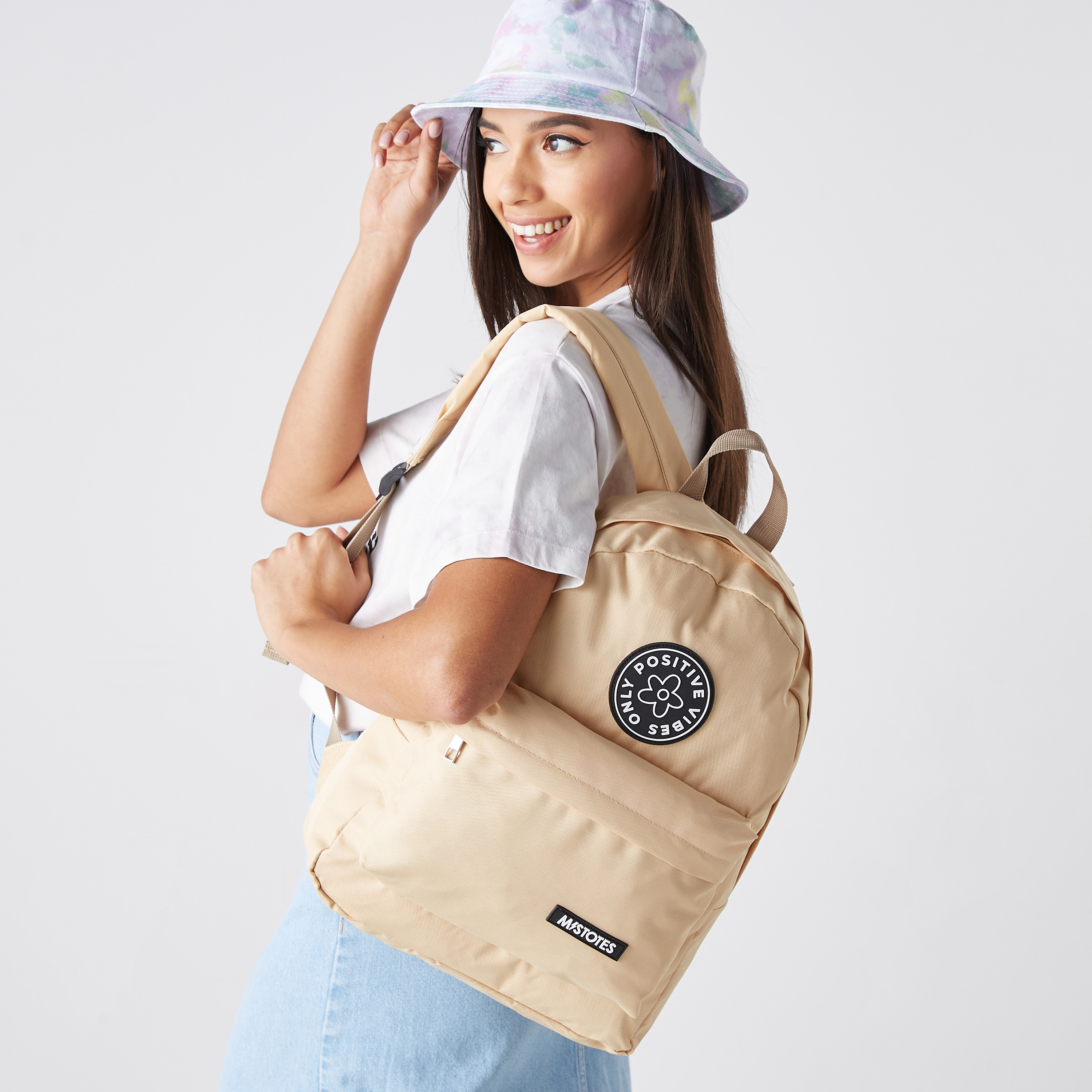 Mistotes Patch Detail Backpack with Adjustable Straps - 27x10x21 cms-women-bagsandwallets-backpacks-image-2