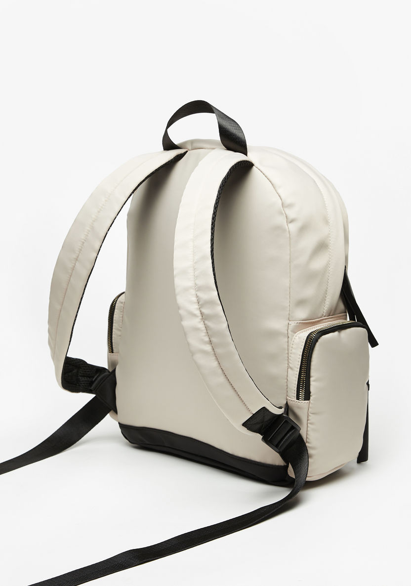 Missy Panel Detail Backpack with Adjustable Shoulder Straps and Zip Closure-Women%27s Backpacks-image-2