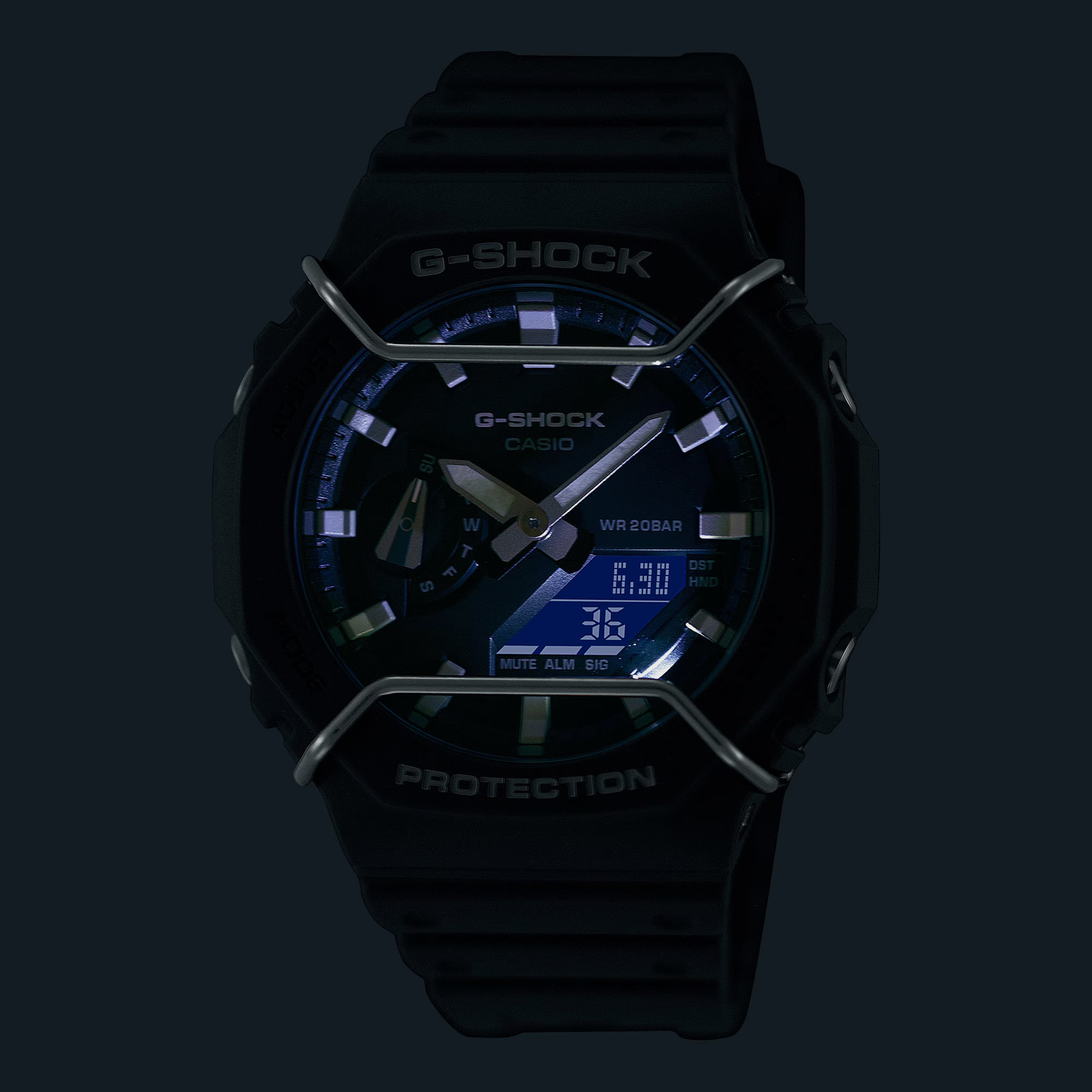 GA-2100PTS-8ADR ساعة أنالوج رقمية للرجال بلون أسود مع سوار سيليكون من جي شوك-men-watchesandjewellery-watches-image-2