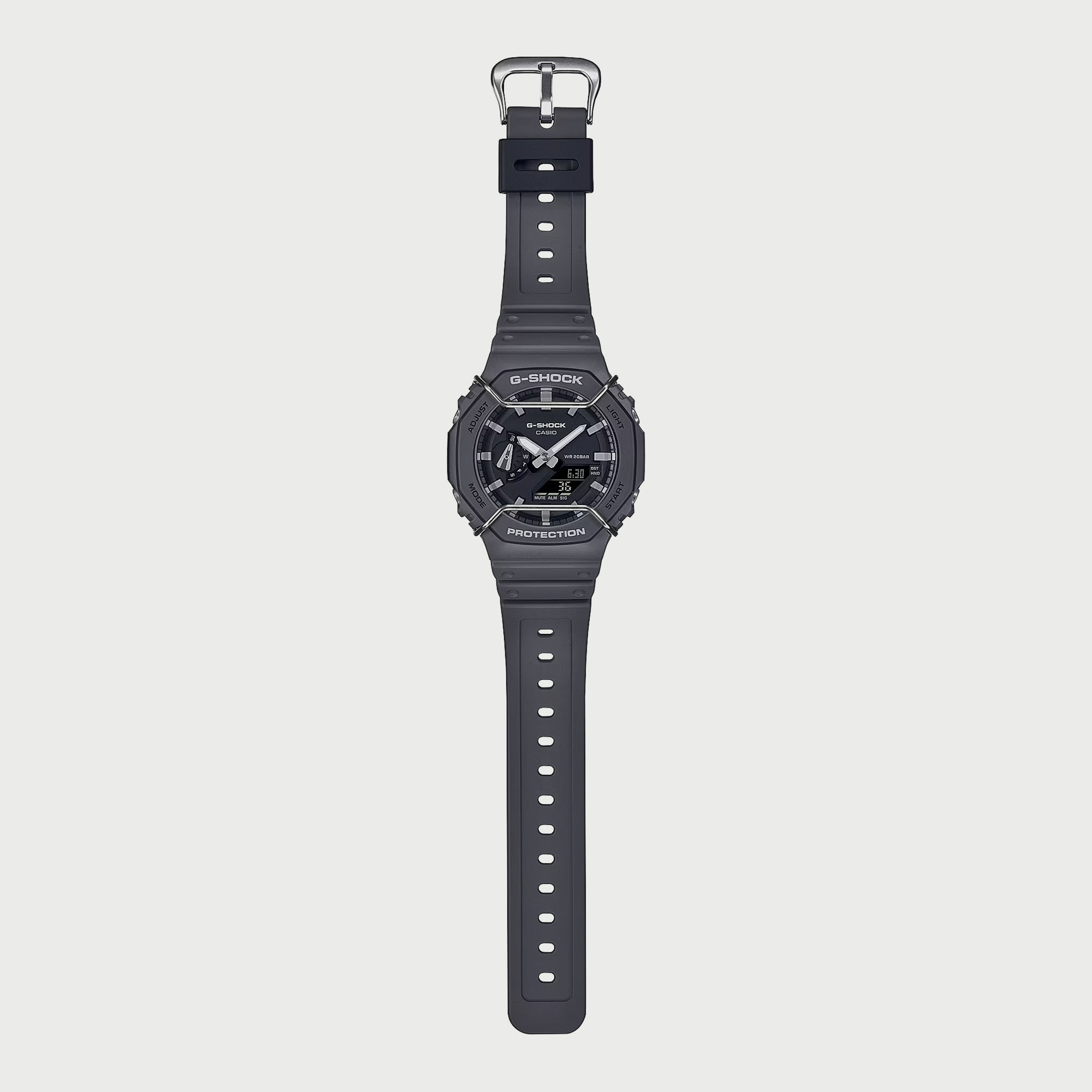 GA-2100PTS-8ADR ساعة أنالوج رقمية للرجال بلون أسود مع سوار سيليكون من جي شوك-men-watchesandjewellery-watches-image-3