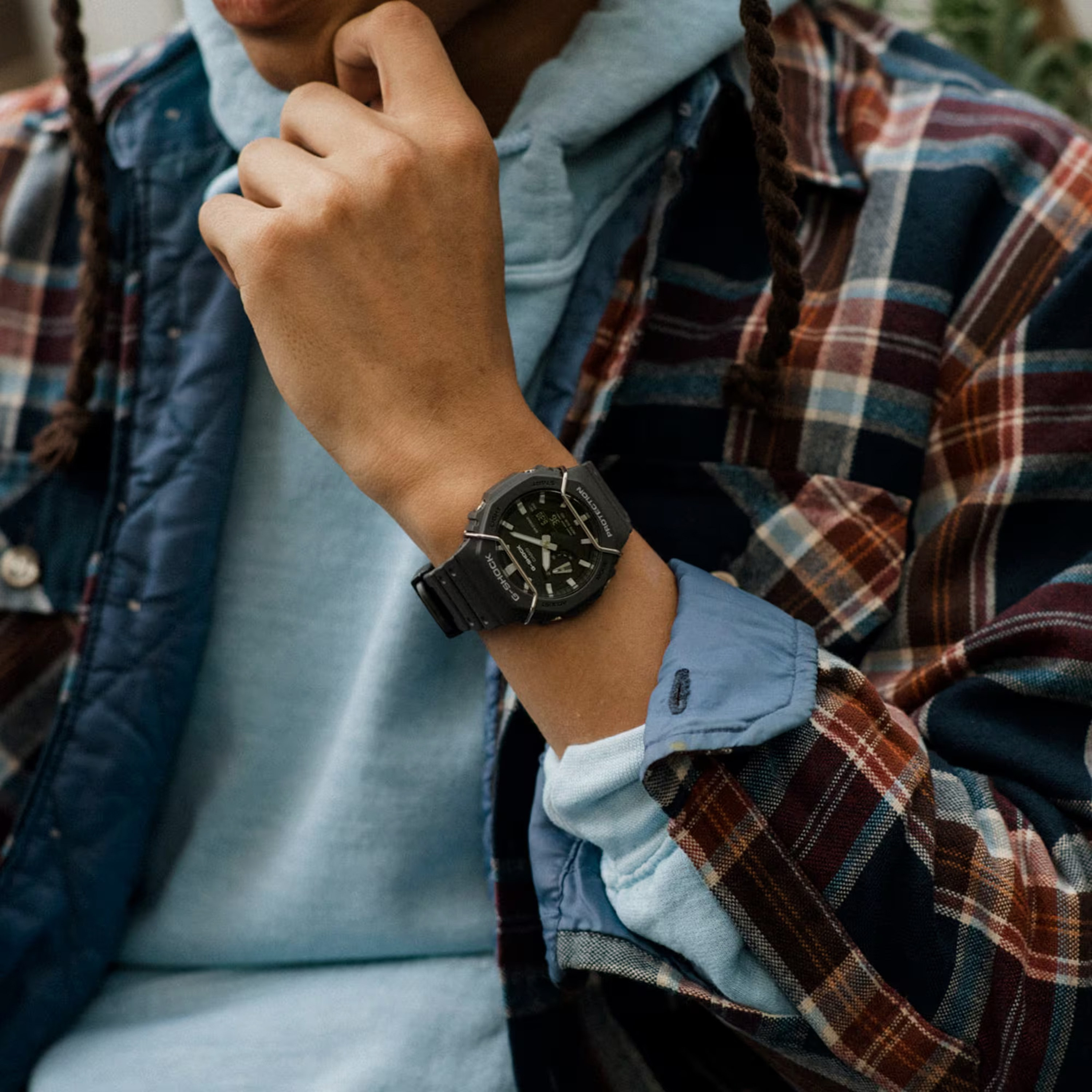 GA-2100PTS-8ADR ساعة أنالوج رقمية للرجال بلون أسود مع سوار سيليكون من جي شوك-men-watchesandjewellery-watches-image-4