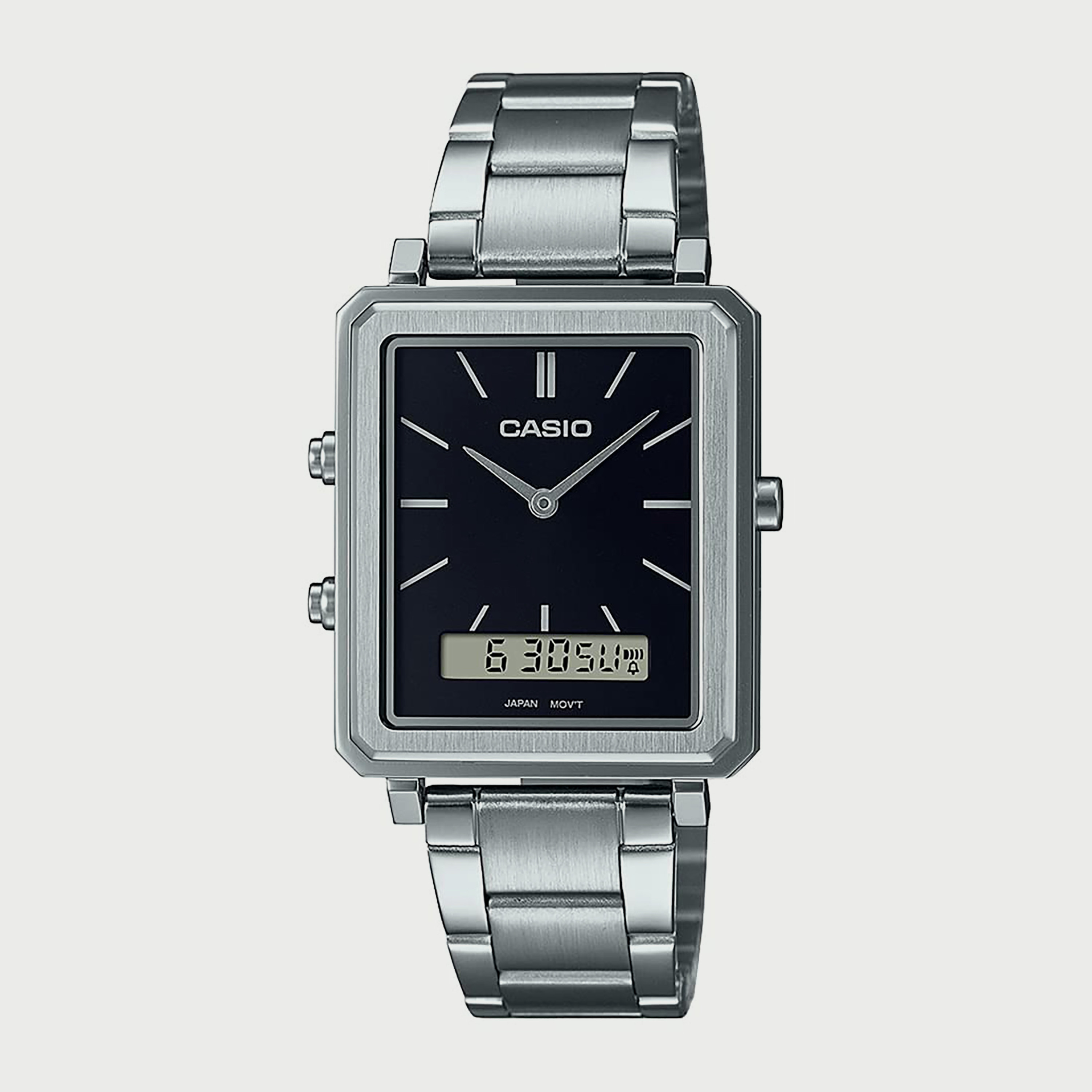 Casio Men's Silver Analog-Digital Stainless Steel Strap Watch - MTP-B205D-1EDF-men-watchesandjewellery-watches-image-1