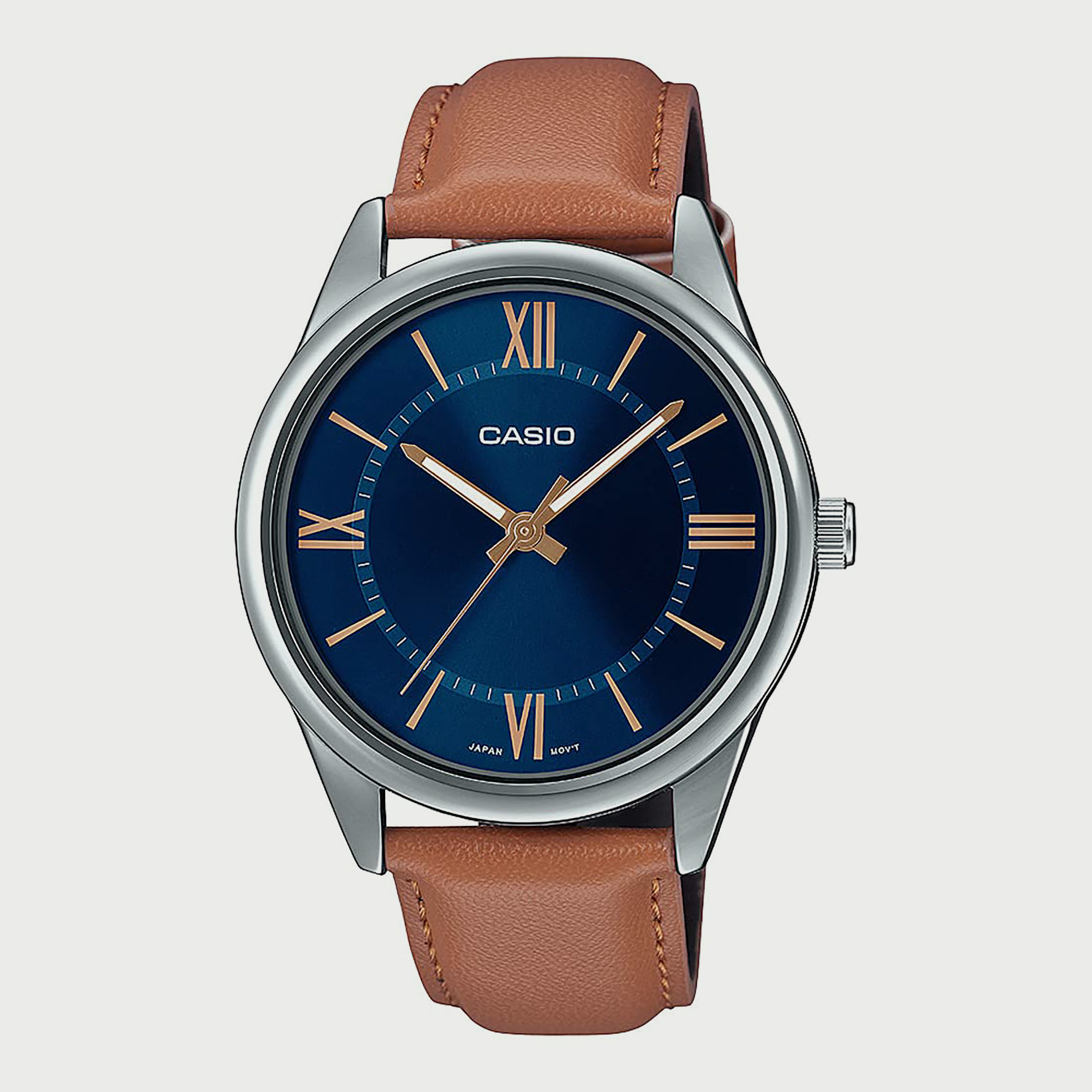 Casio Men's Brown Analog Leather Strap Watch - MTP-V005L-2B5UDF-men-watchesandjewellery-watches-image-1