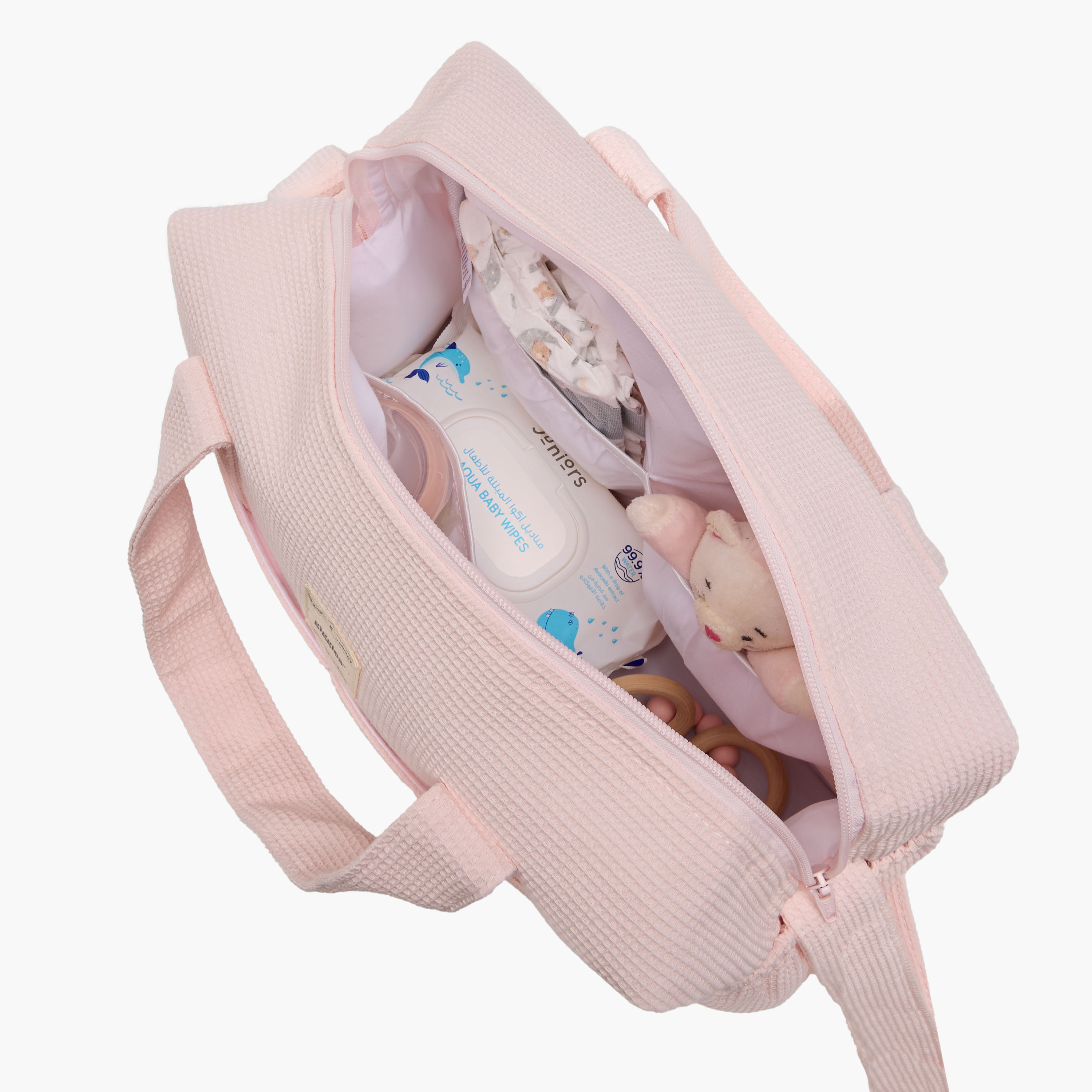 شنطة حفاضات بارزة الملمس من قماش بيكيه بمقابض من جيجلز-baby-gear-diaperbags-image-12