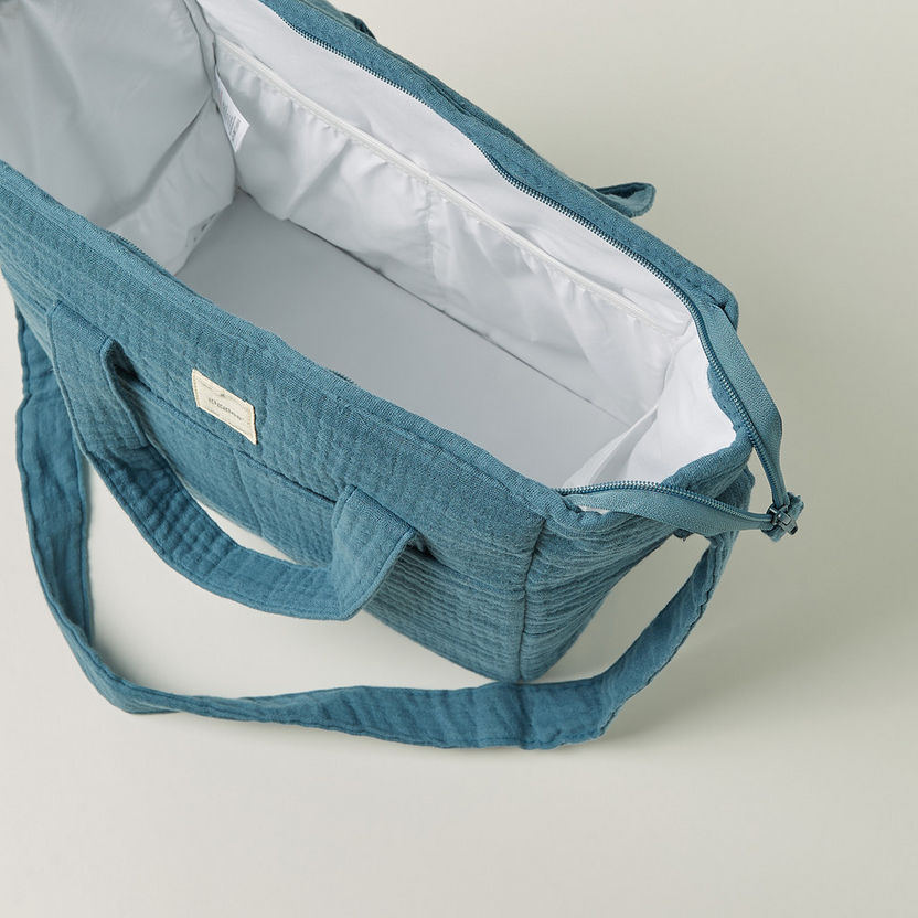 Giggles Textured Muslin Fabric Diaper Bag with Handles and Adjustable Strap-Diaper Bags-image-4
