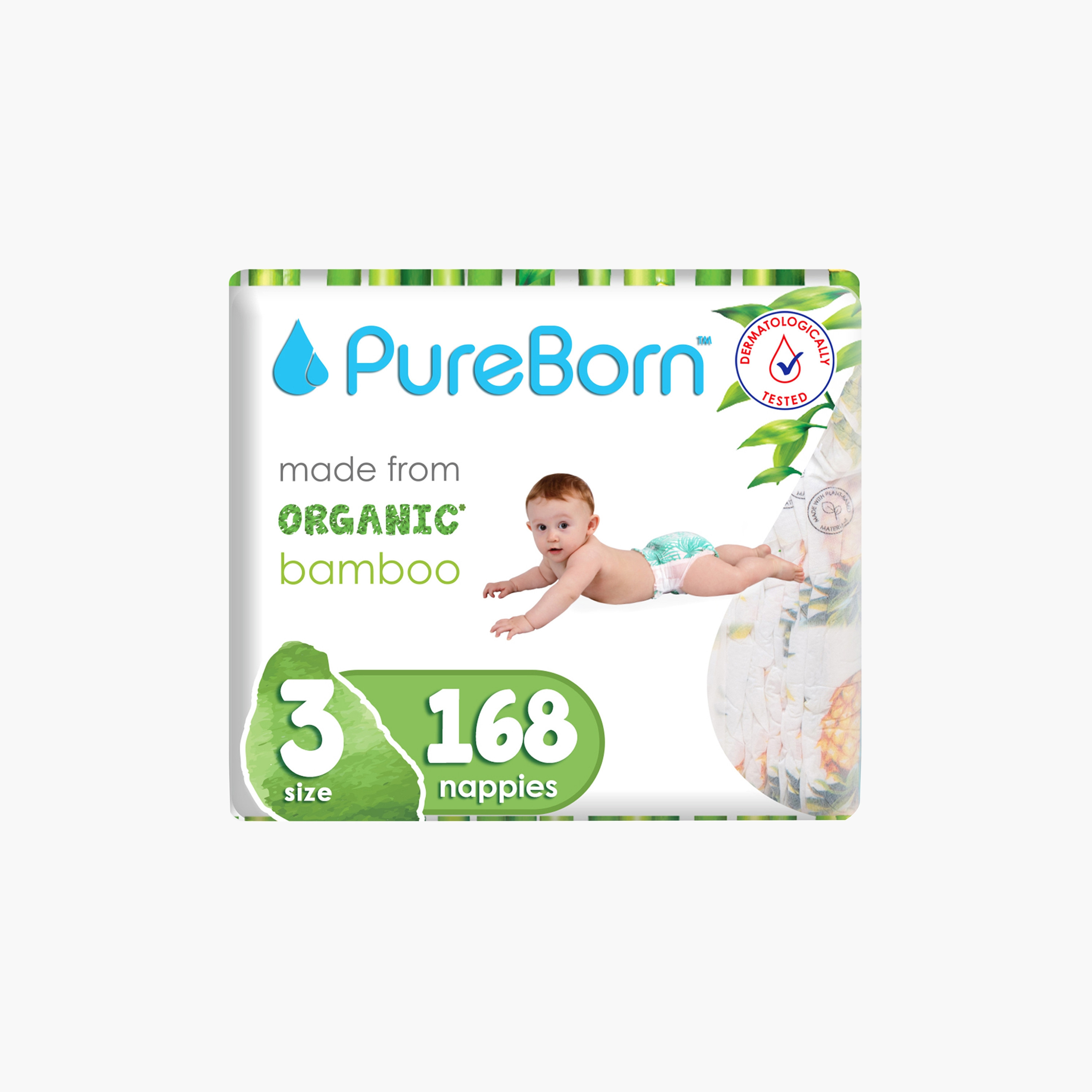 Pure Born Organic Bamboo Size 3, 168-Diapers Pack - 5.5-8 kg-baby-diapering-diapers-image-1