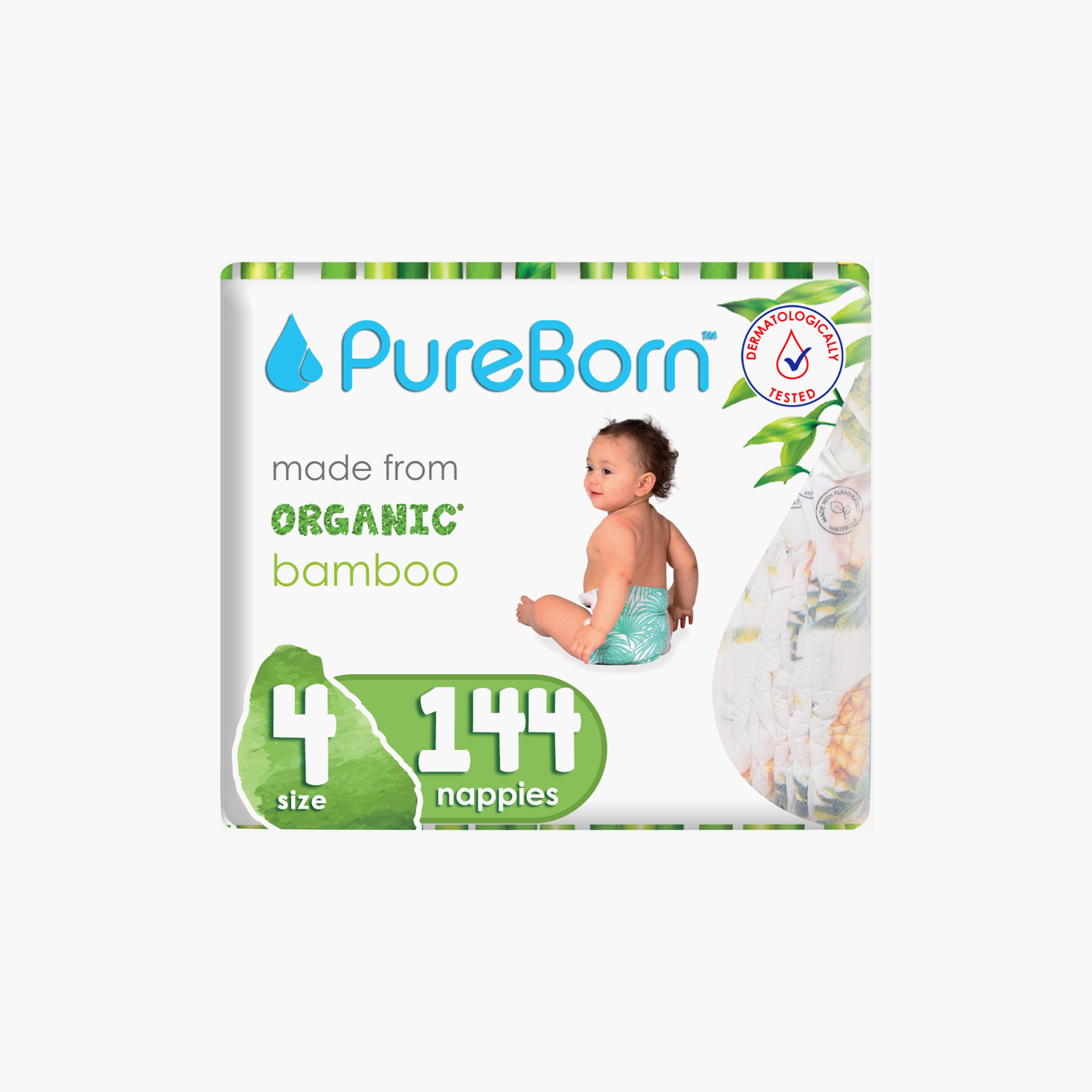 Pure Born Organic Bamboo Size 4, 144-Diapers Pack - 7-12 kg-baby-diapering-diapers-image-1